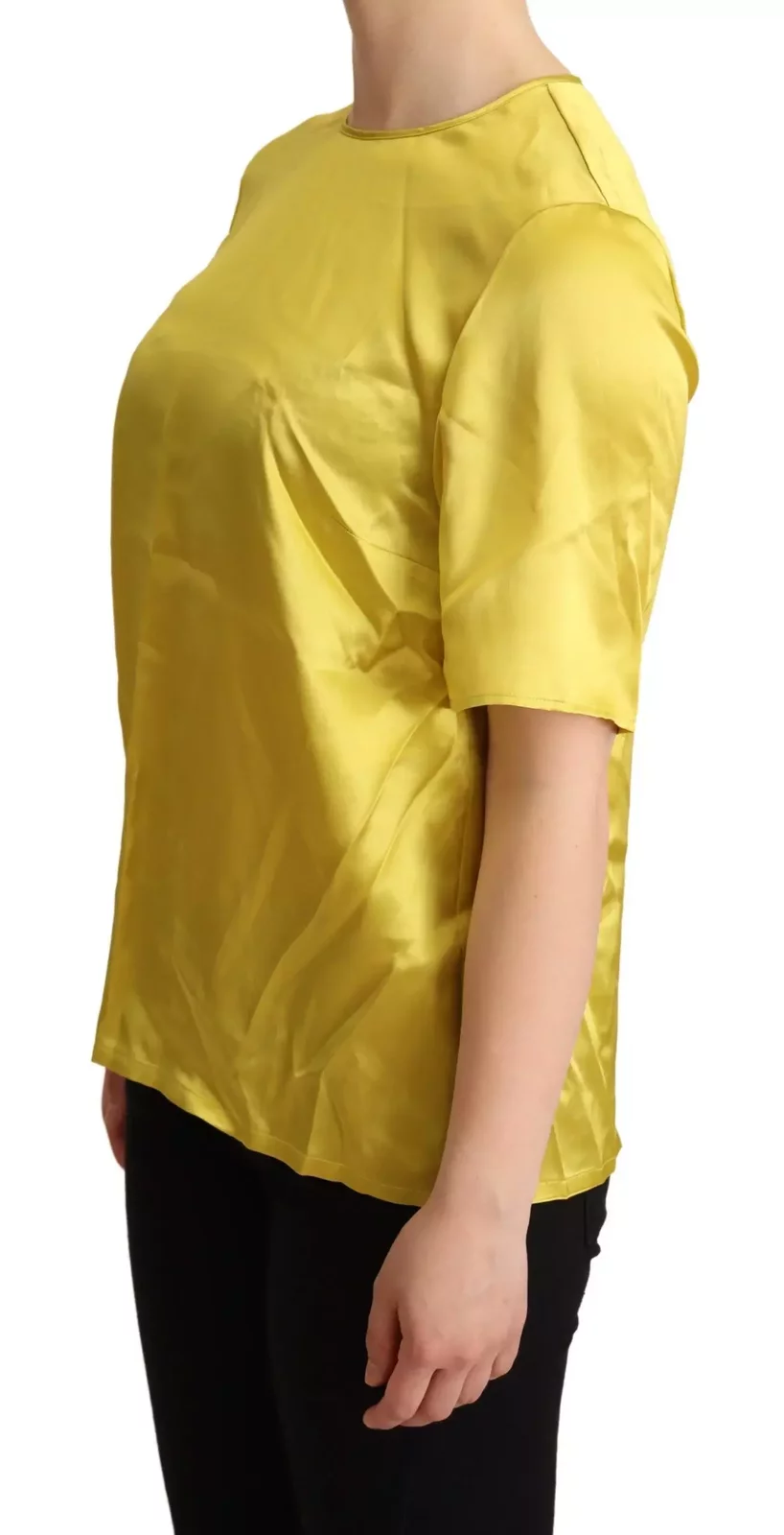 Dolce Gabbana Silk Blouse Short Sleeves - Yellow / IT38|XS