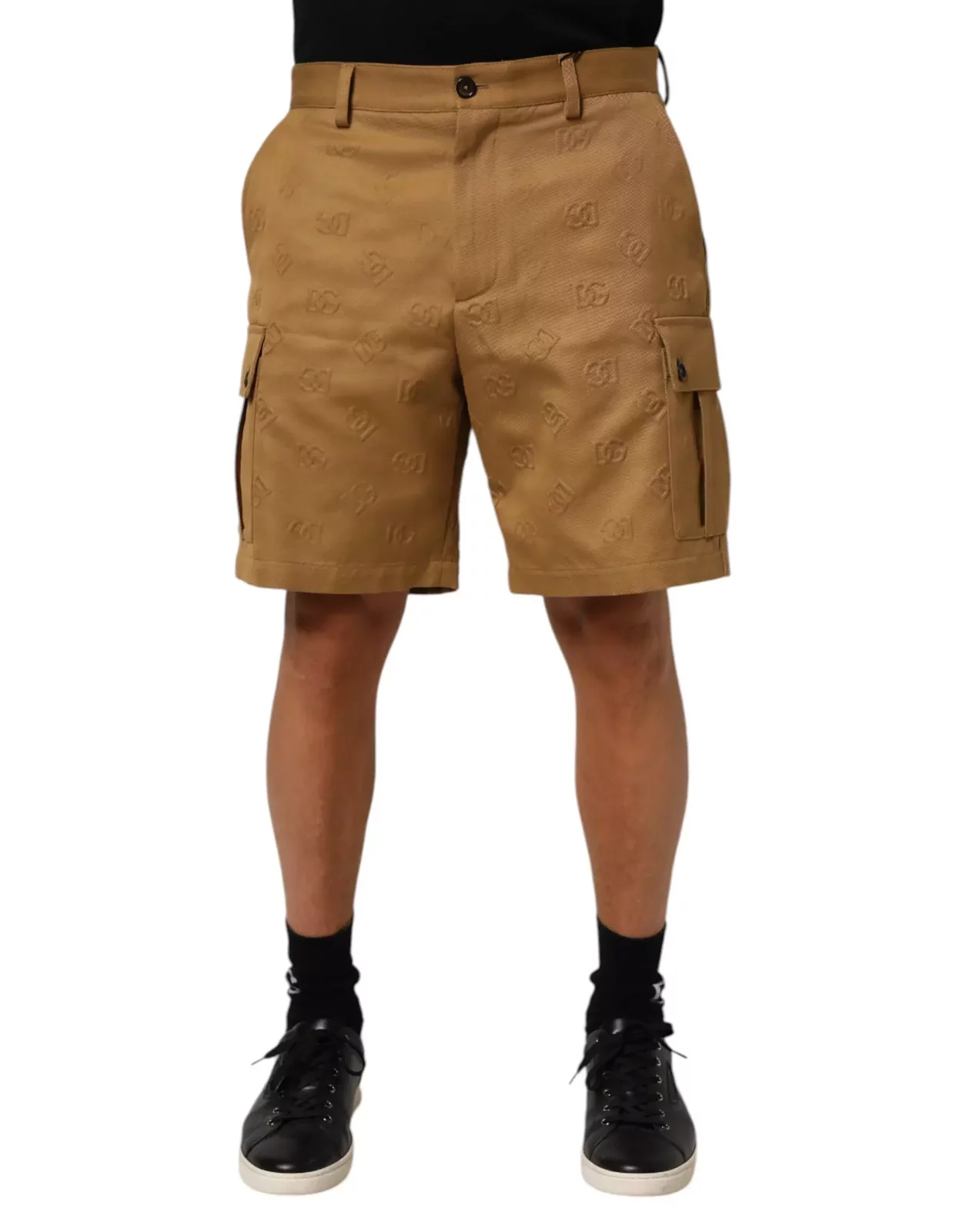 Cotton Stretch Logo Cargo Bermuda Shorts - Brown / IT48 | M