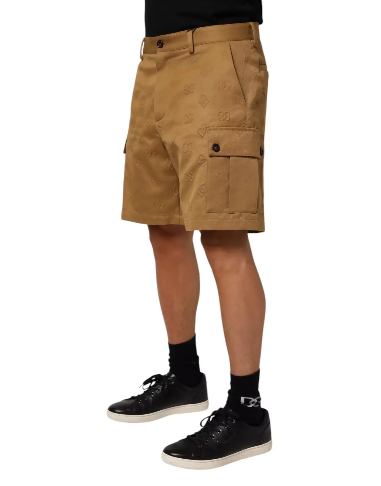 Cotton Stretch Logo Cargo Bermuda Shorts - Brown / IT48 | M