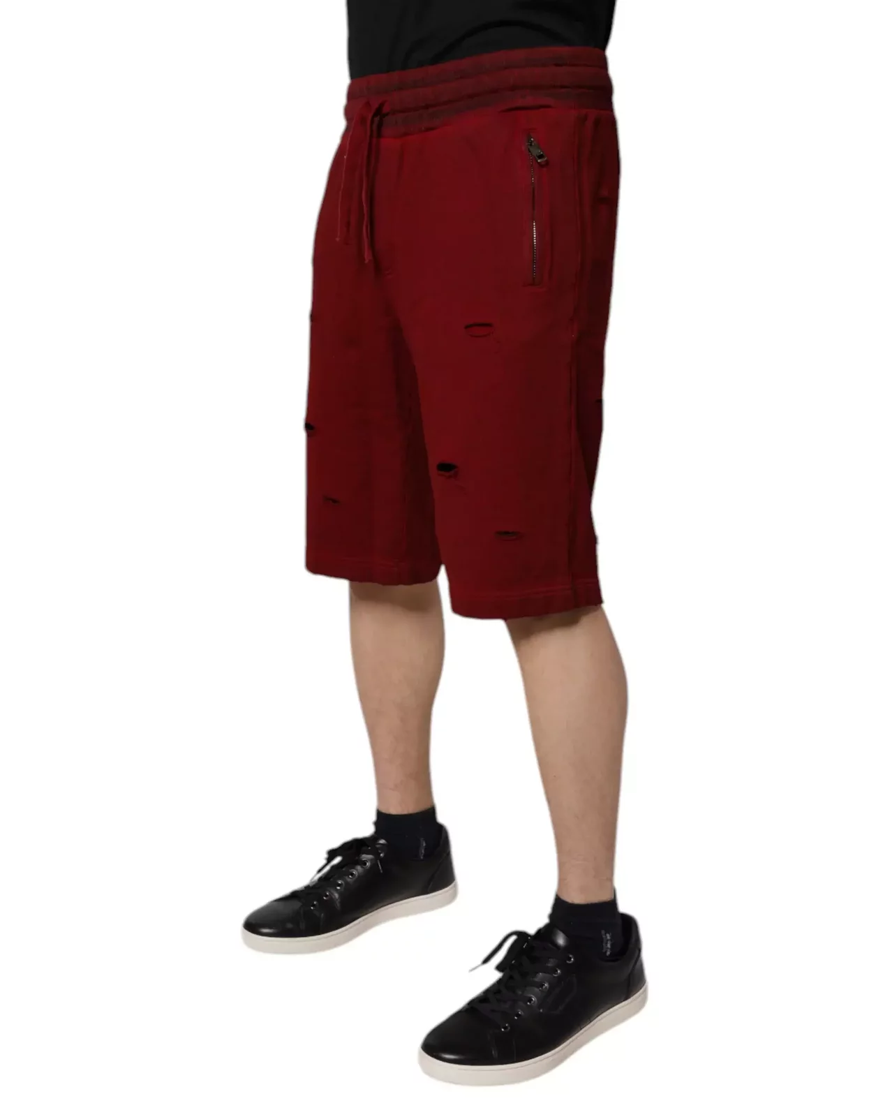 Distressed Shorts Casual Wear - Maroon / IT54 | XL