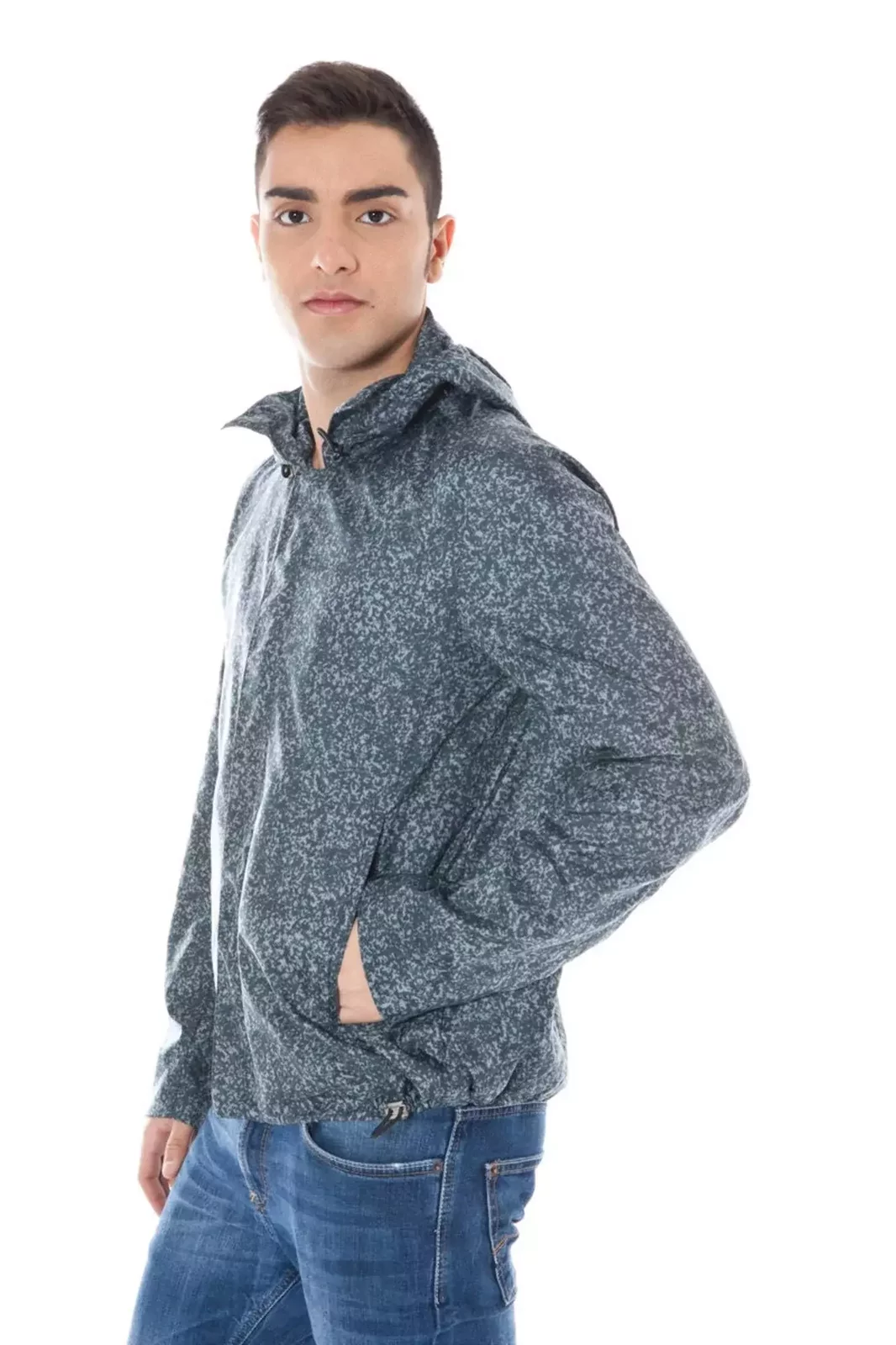Hooded Jacket Speckled Print - Gray / IT52 | XL