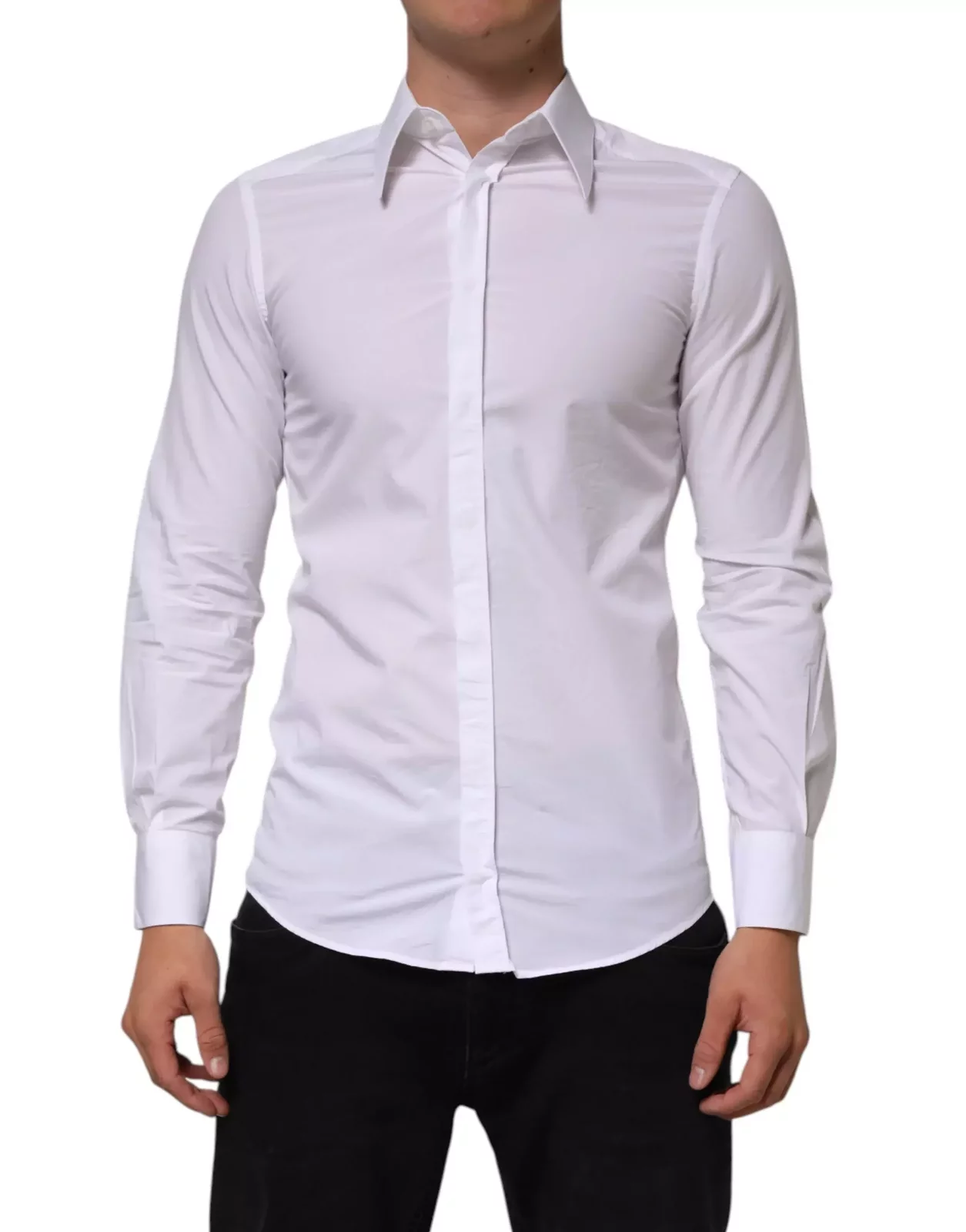 Cotton Long Sleeve Dress Shirt - White / IT37 | XS