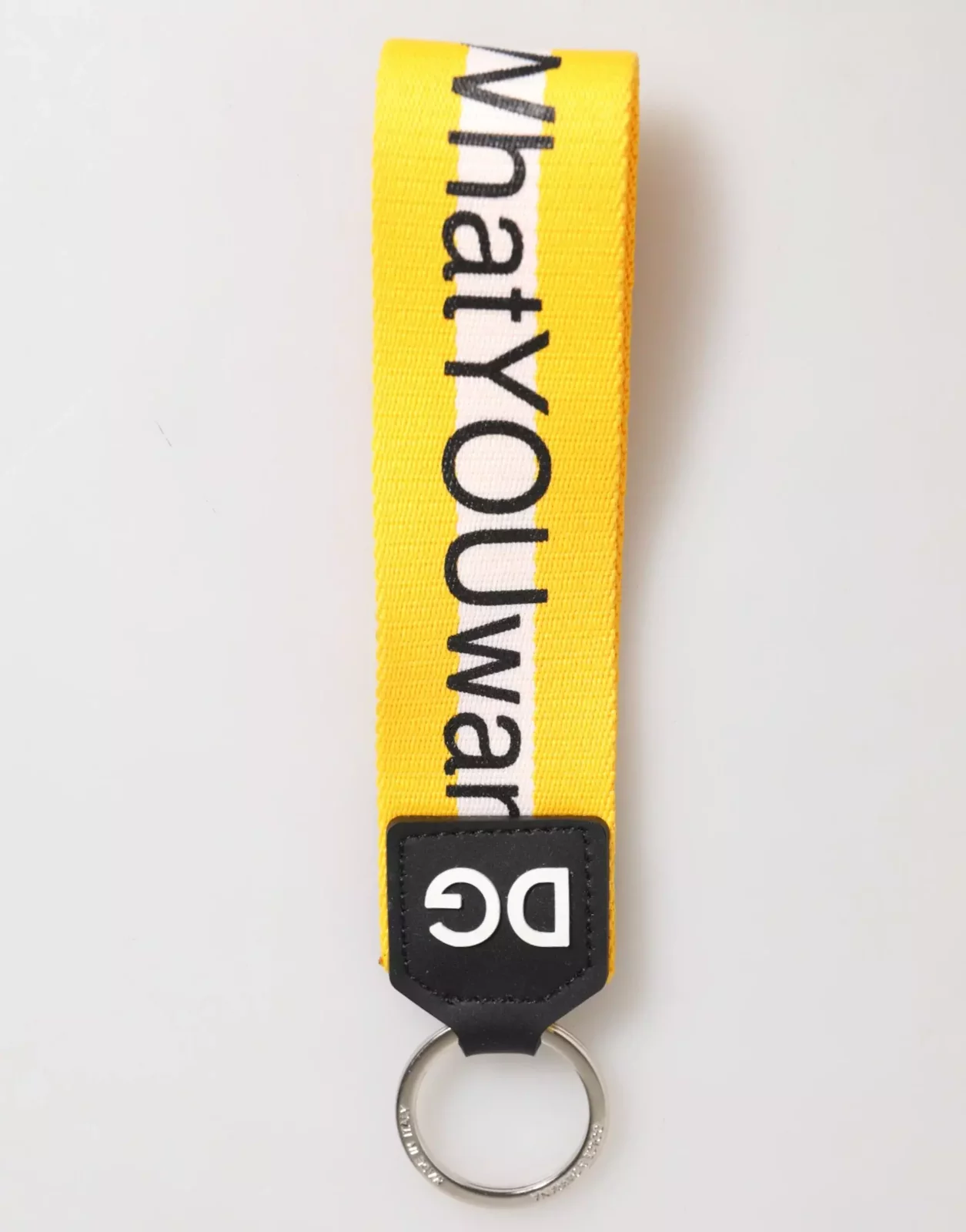 Logo Polyester Brass Holder Keychain Keyring - Yellow