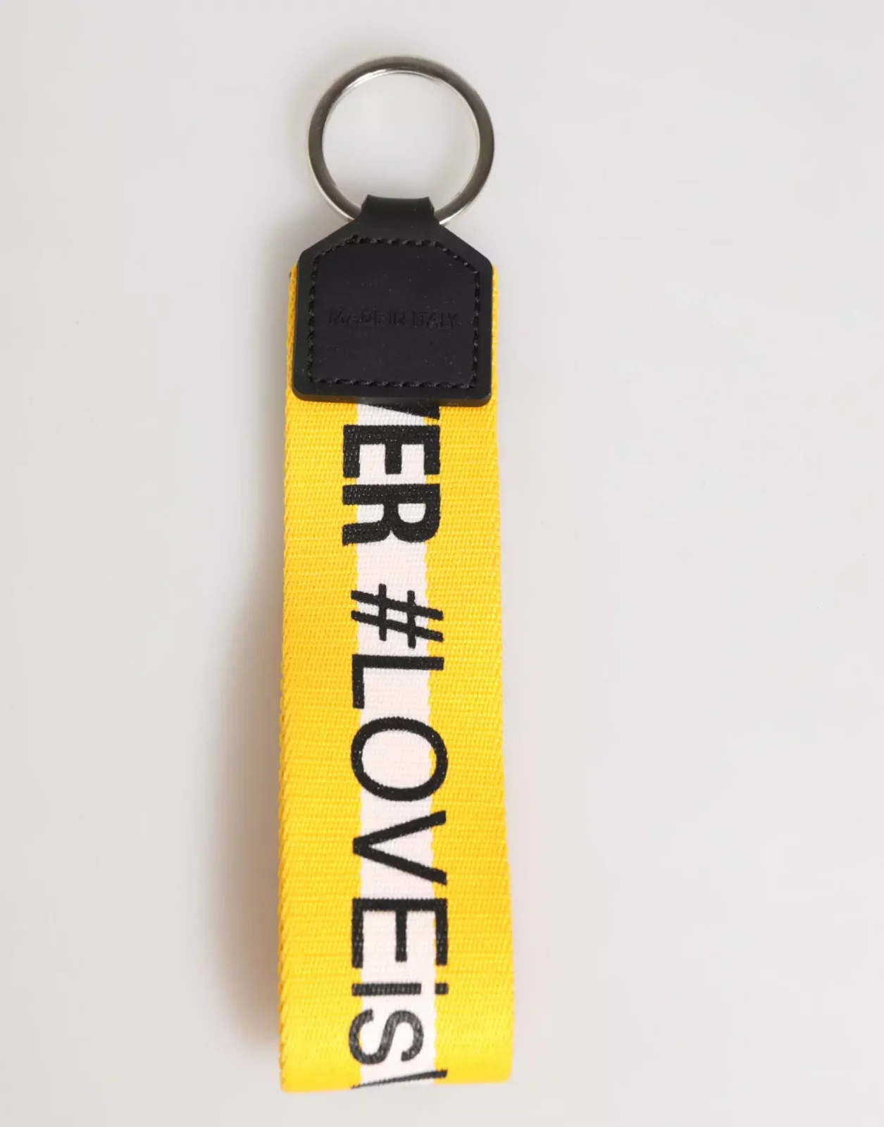 Logo Polyester Brass Holder Keychain Keyring - Yellow