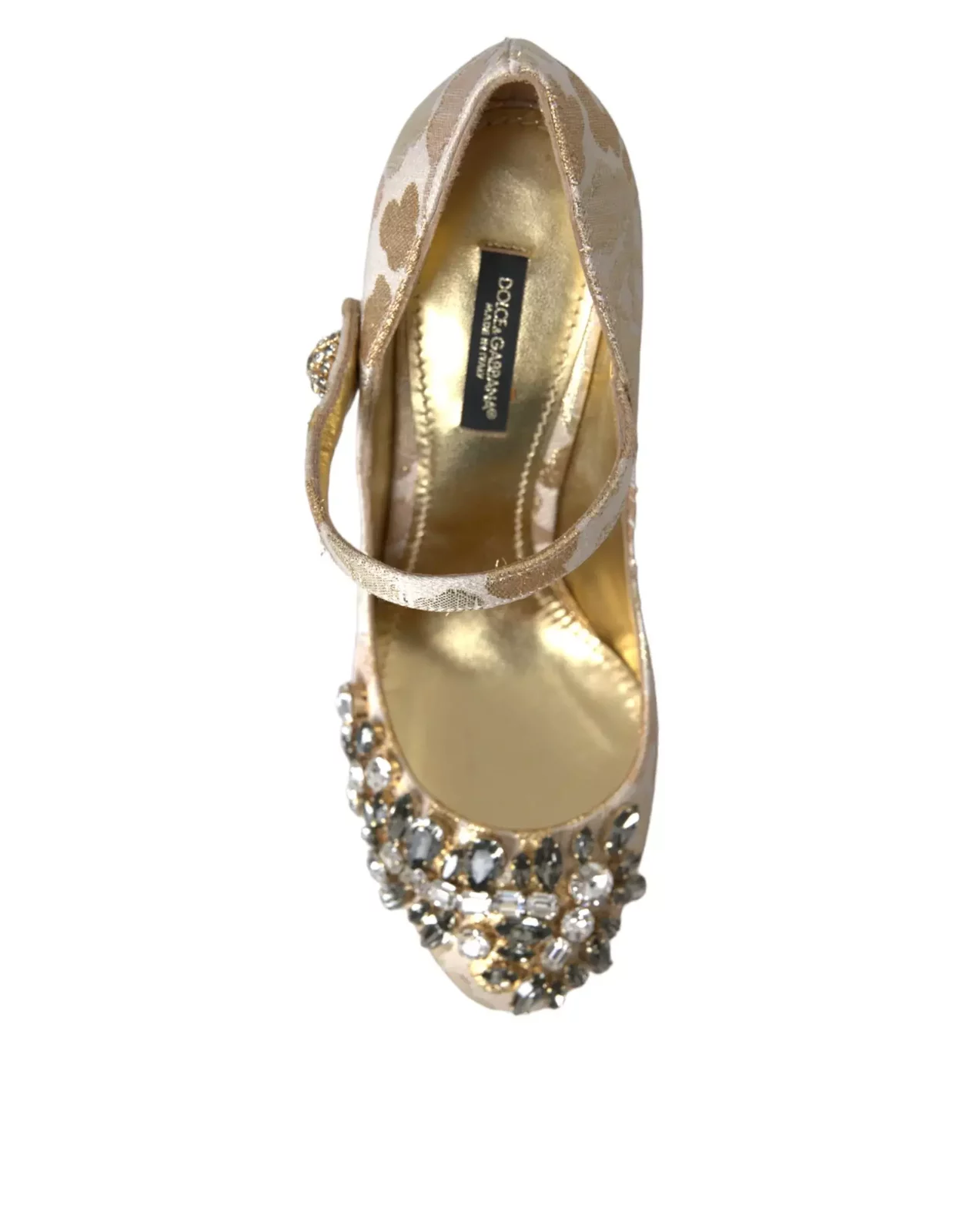 Floral Embellished Brocade Pumps - Gold / EU36/US5.5
