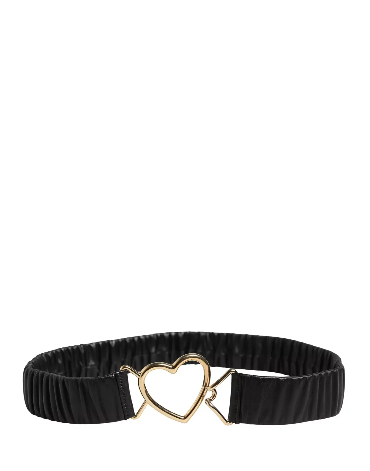 Leather Belt with Gold Heart Metal Buckle - Black / 95 cm / 38 Inches