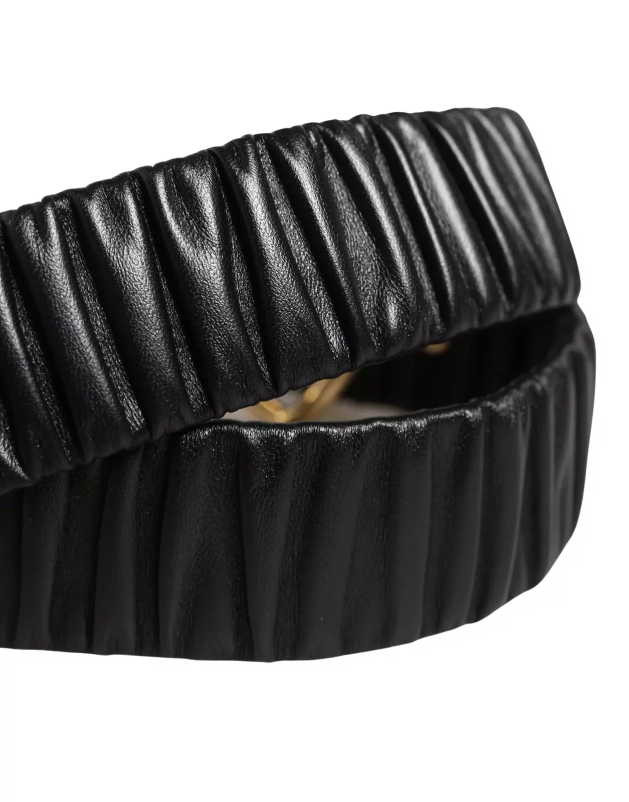 Leather Belt with Gold Heart Metal Buckle - Black / 100 cm / 40 Inches