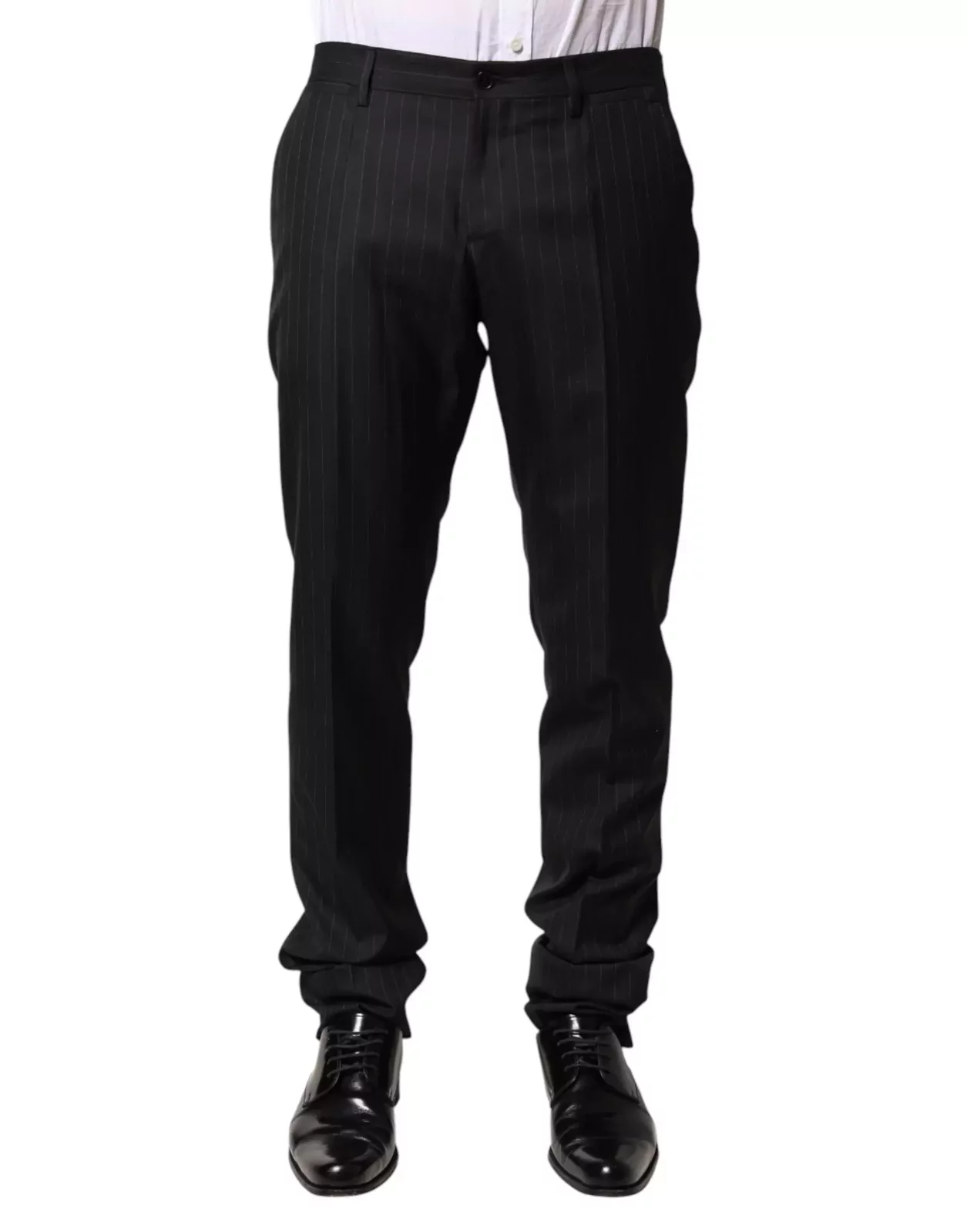 Striped Wool Dress Trousers Pants - Black / IT46 | S