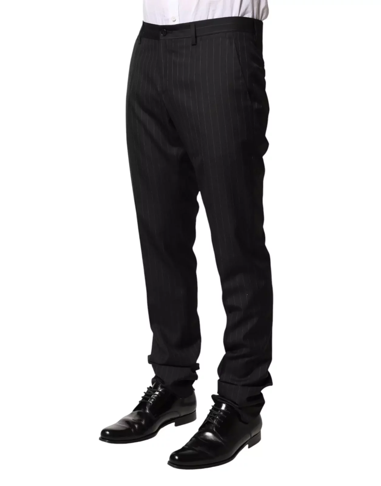 Striped Wool Dress Trousers Pants - Black / IT46 | S