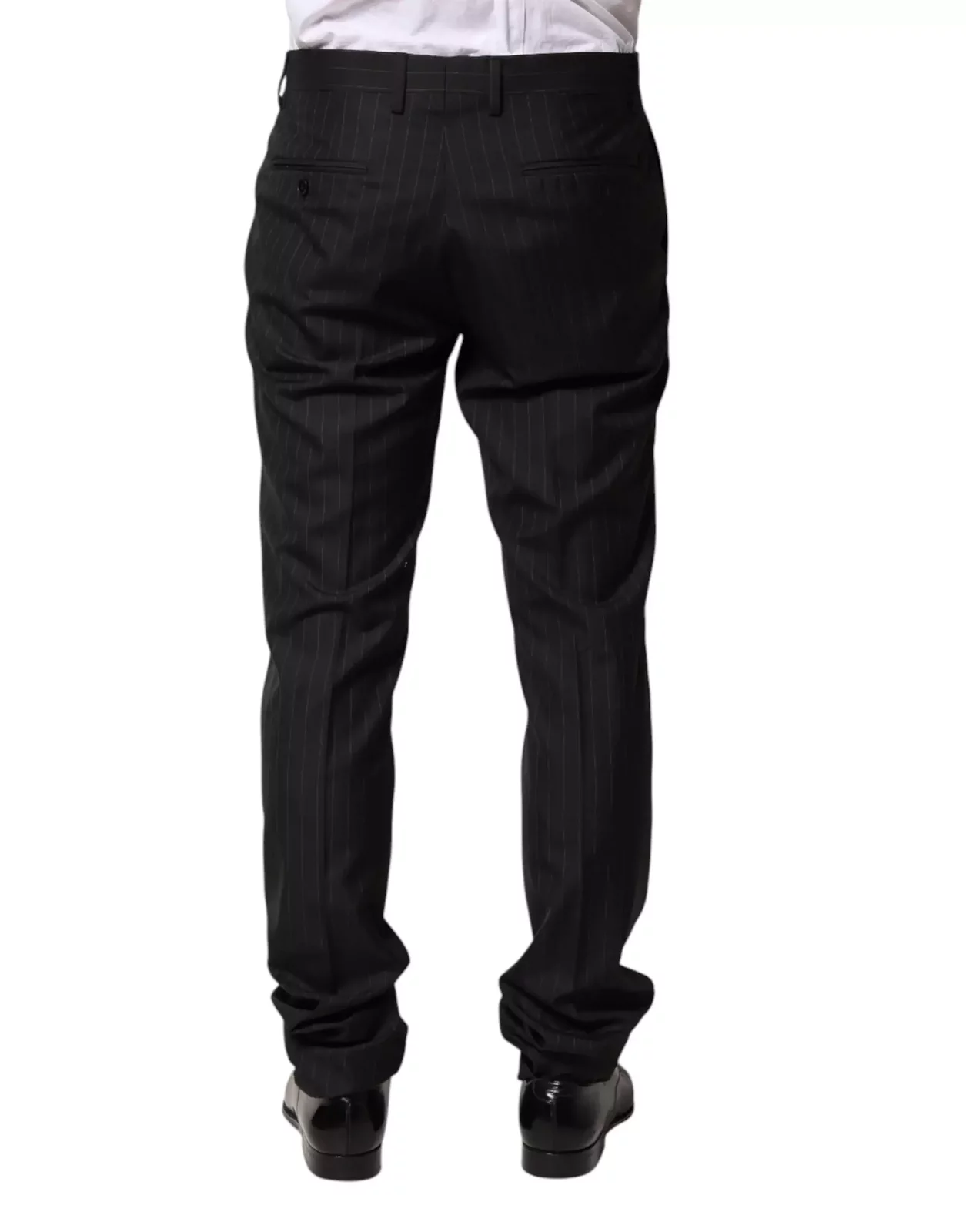 Striped Wool Dress Trousers Pants - Black / IT46 | S