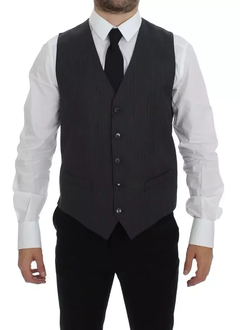 Gray Pinstripe Vest Classic Fit - Black / IT48 | M