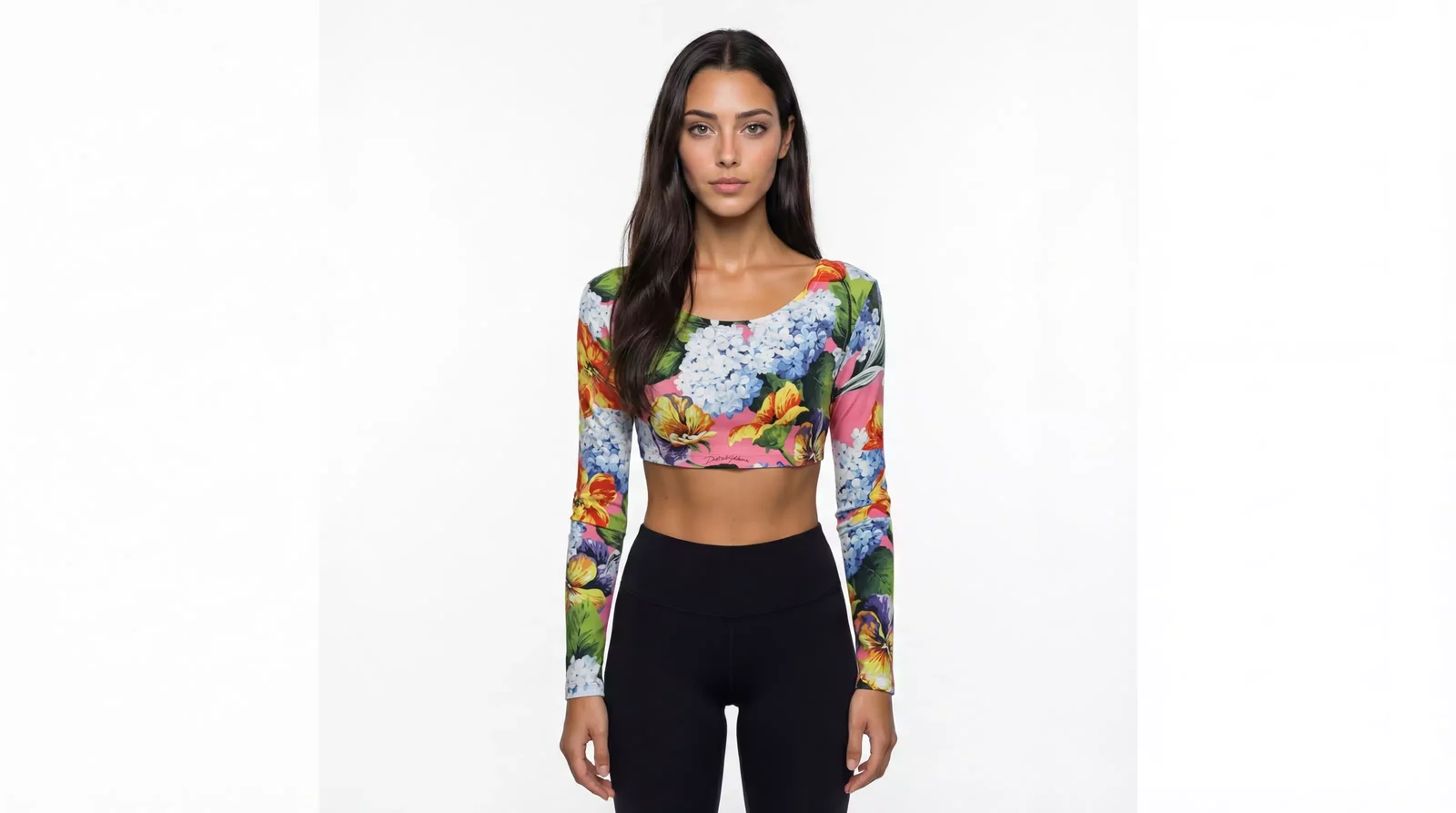 Floral Crop Top Long Sleeve Style - Multicolor / IT40|S