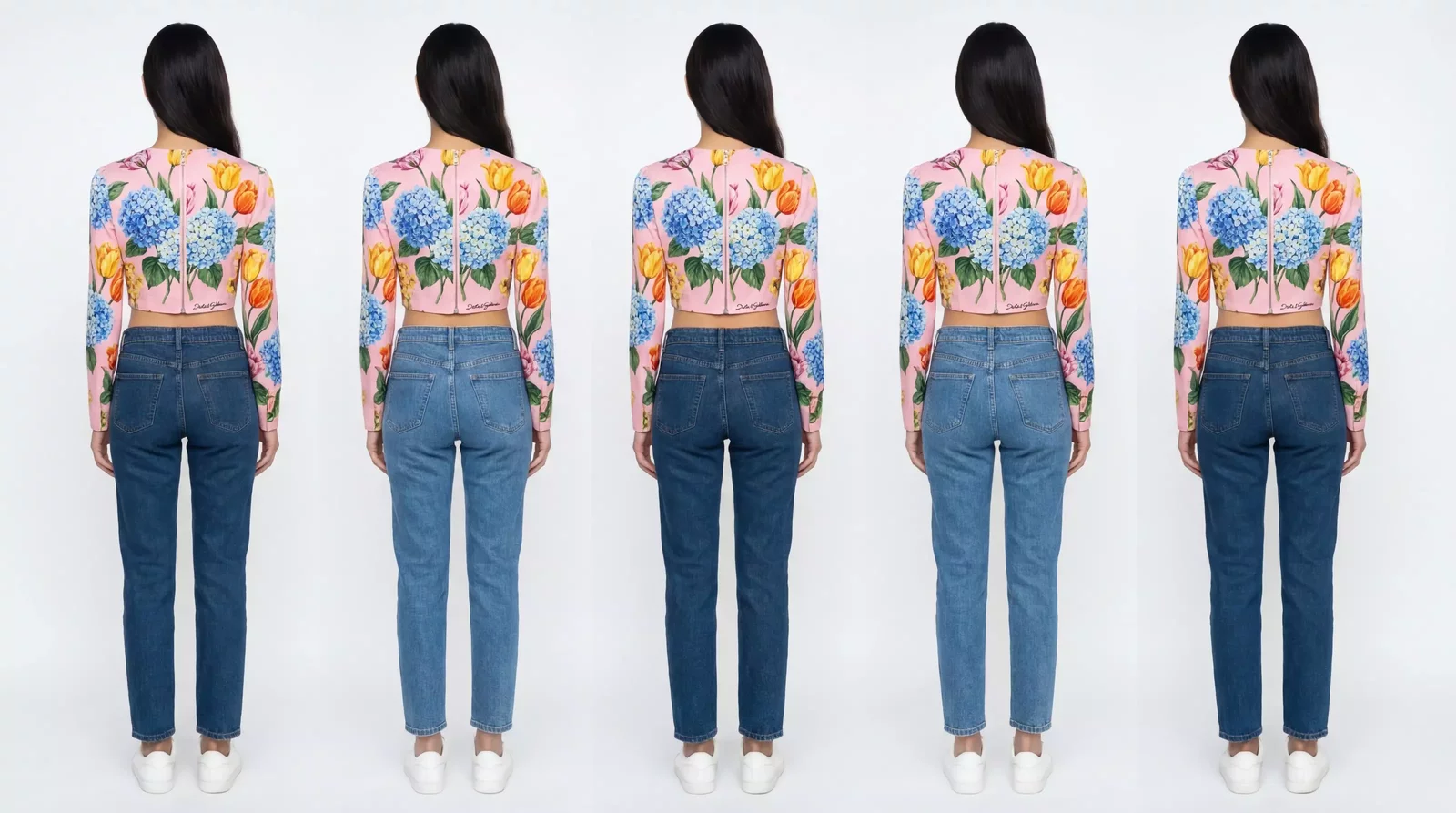 Floral Crop Top Long Sleeve Style - Multicolor / IT40|S