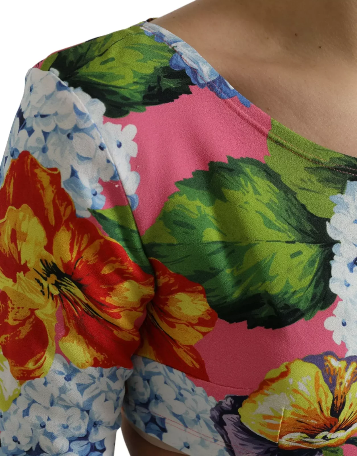 Floral Crop Top Long Sleeve Style - Multicolor / IT40|S