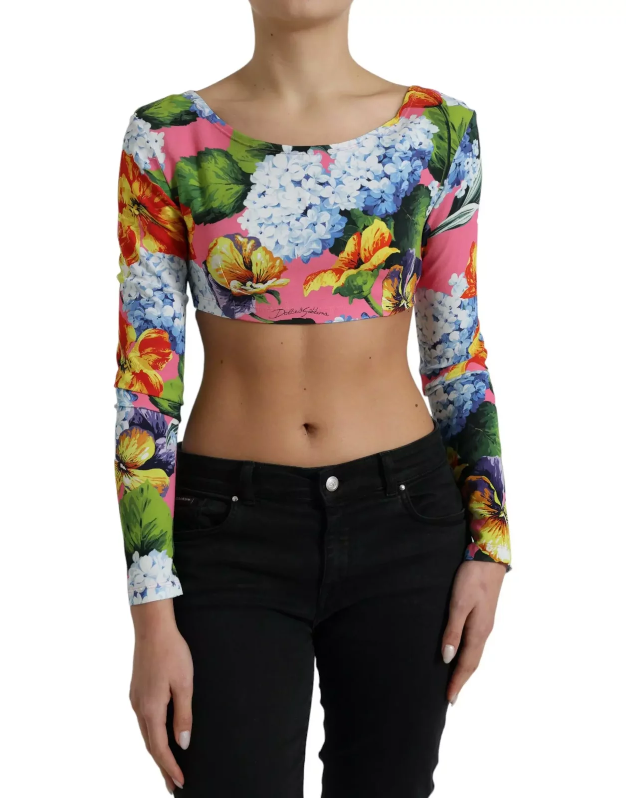 Floral Crop Top Long Sleeve Style - Multicolor / IT40|S
