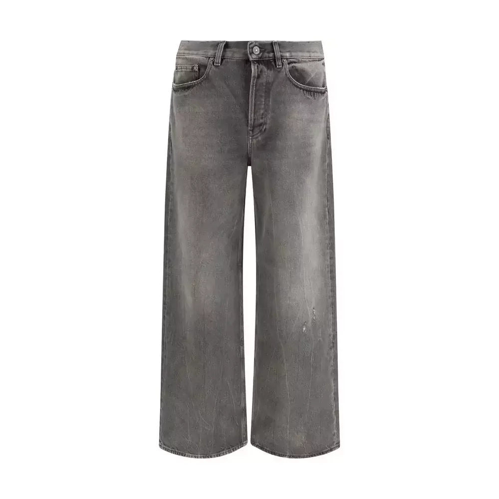 Relaxed Fit Cotton Jeans - Gray / W31