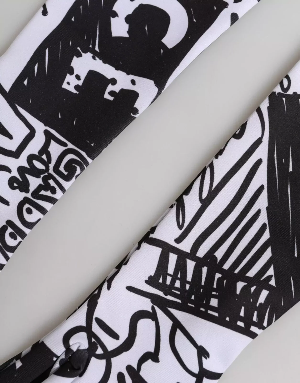 Elbow Length DG Logo Mitten Gloves - Black and White / 7|S