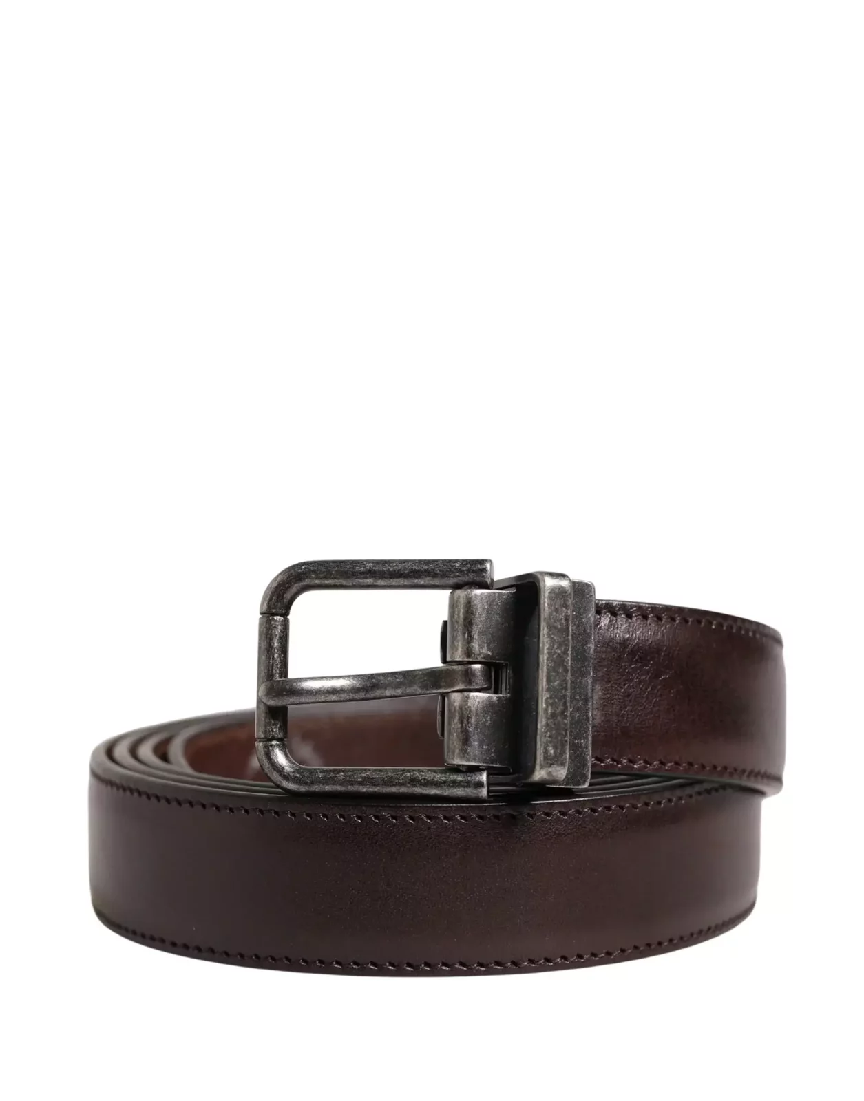 Classic Leather Belt with Metal Buckle - Brown / 110 cm / 44 Inches