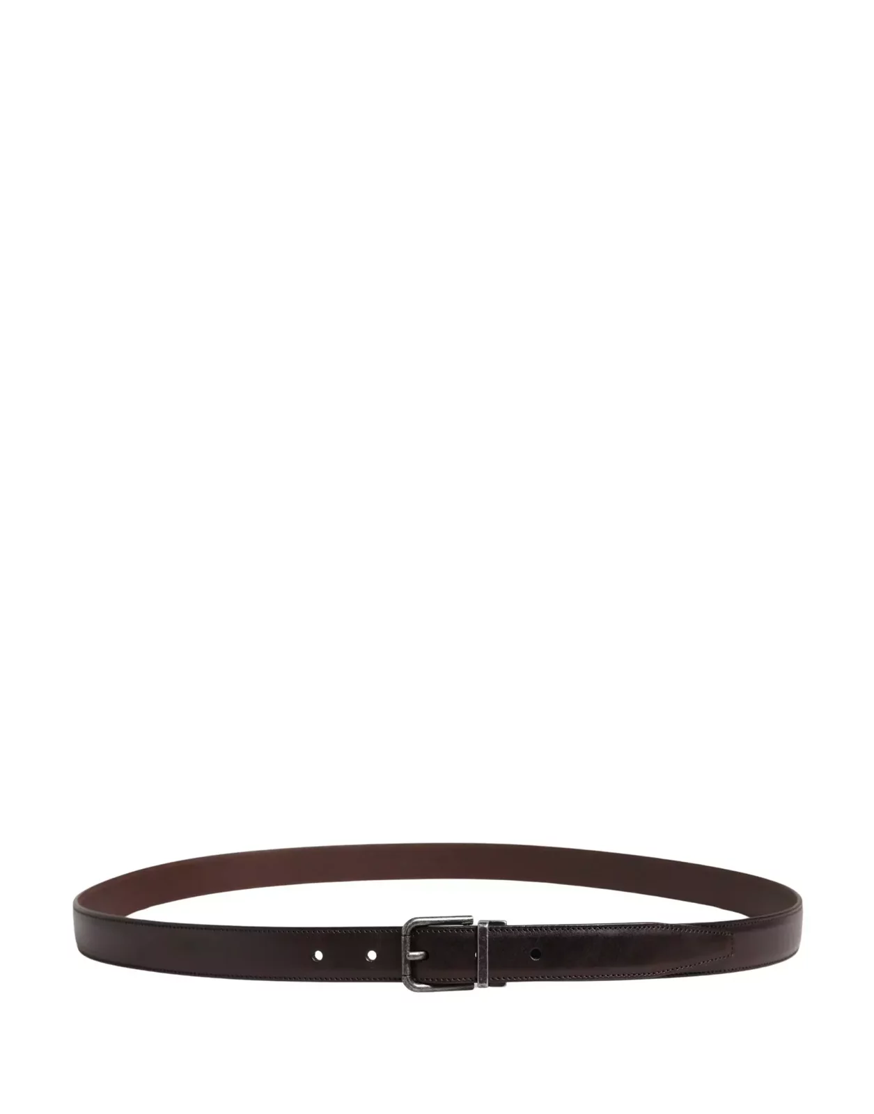 Classic Leather Belt with Metal Buckle - Brown / 110 cm / 44 Inches