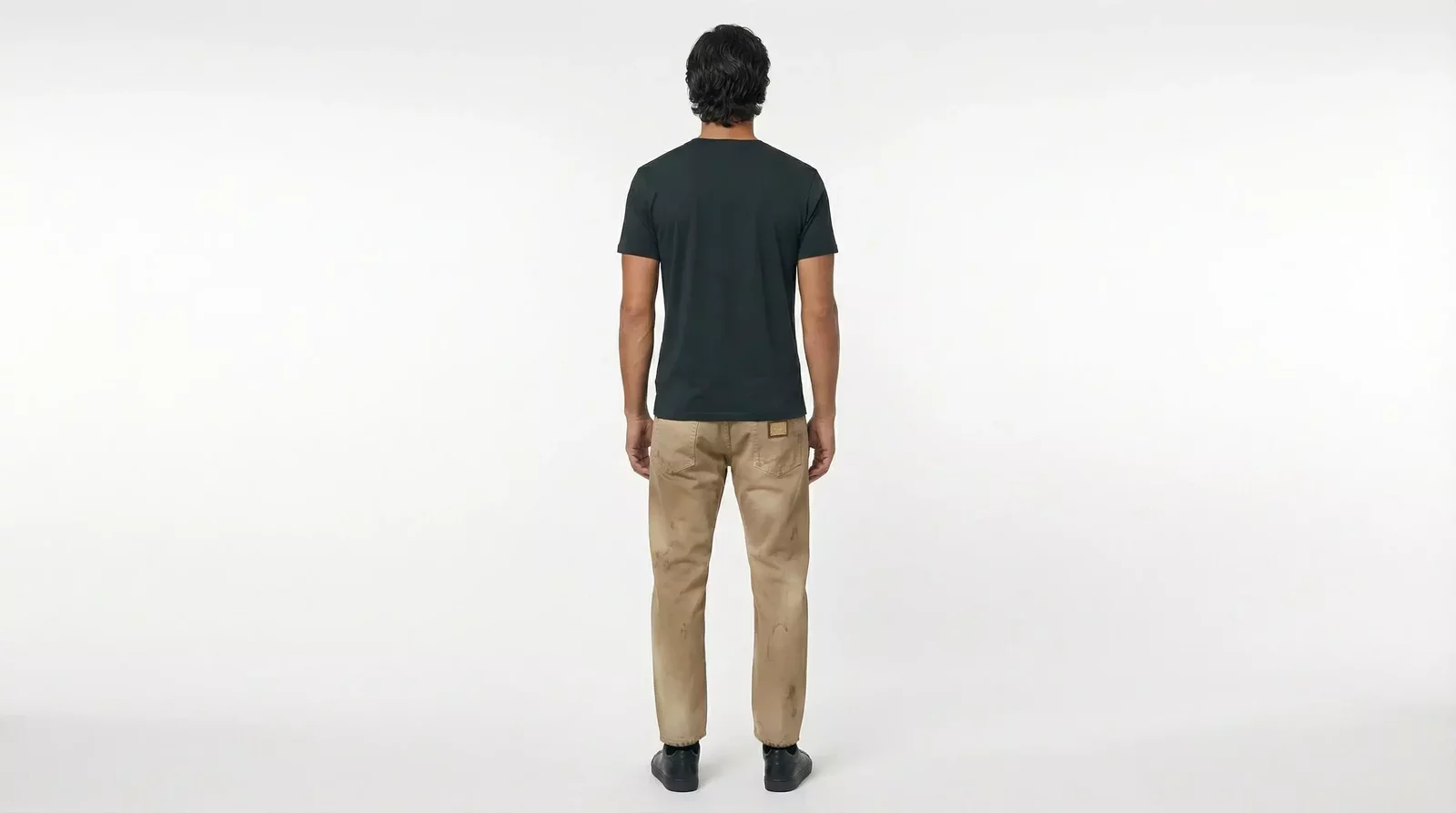 Loose Tattered Cotton Denim Jeans - Beige / IT48 | M