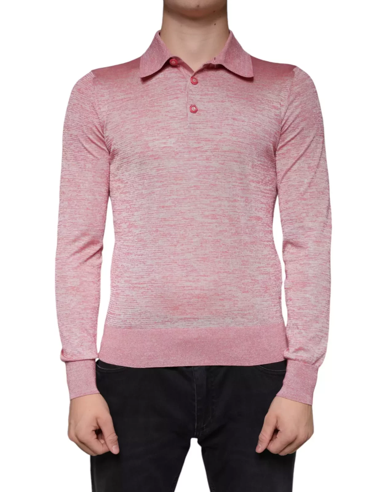 Long Sleeve Knitted Polo Shirt - Pink / IT44 | XS