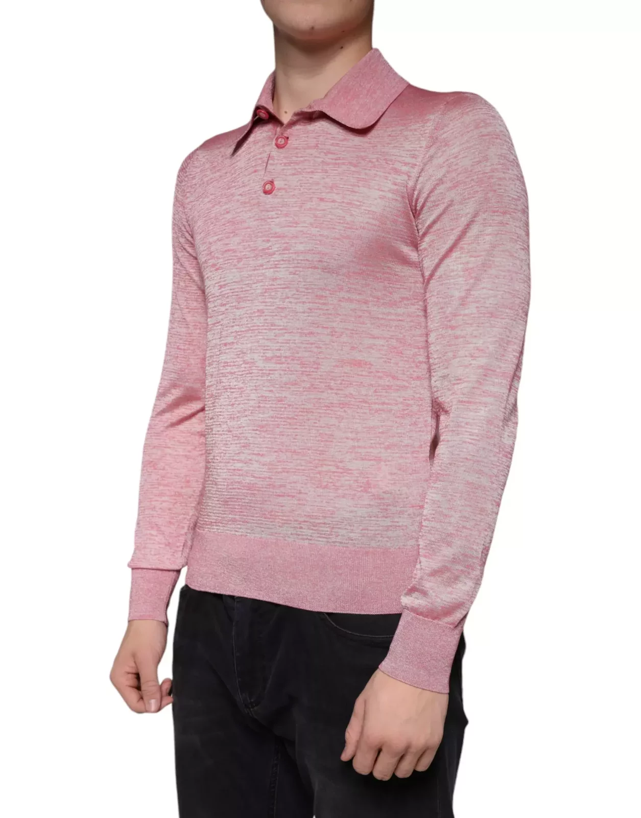 Long Sleeve Knitted Polo Shirt - Pink / IT44 | XS