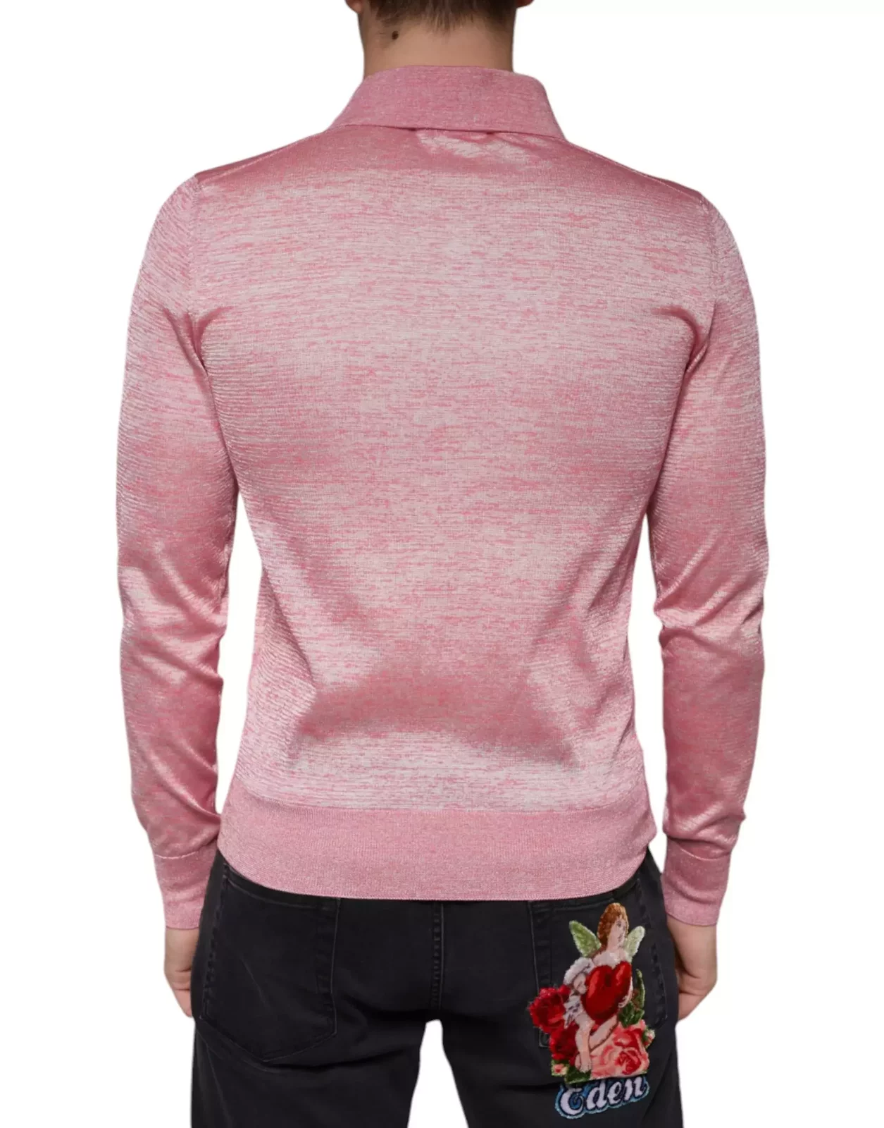 Long Sleeve Knitted Polo Shirt - Pink / IT44 | XS