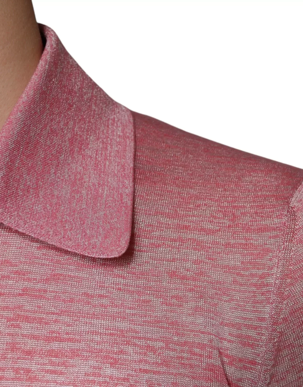 Long Sleeve Knitted Polo Shirt - Pink / IT44 | XS