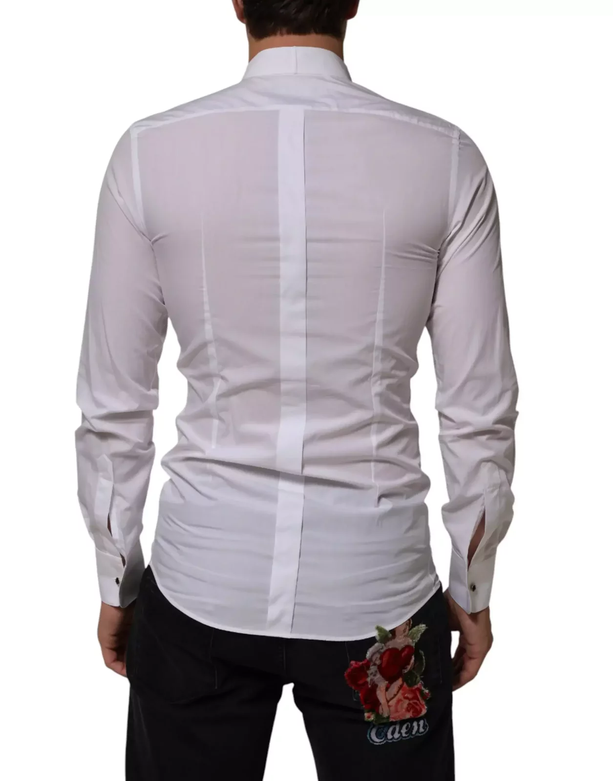 Cotton Collared Long Sleeve Gold Dress Shirt - White / IT38 | XS