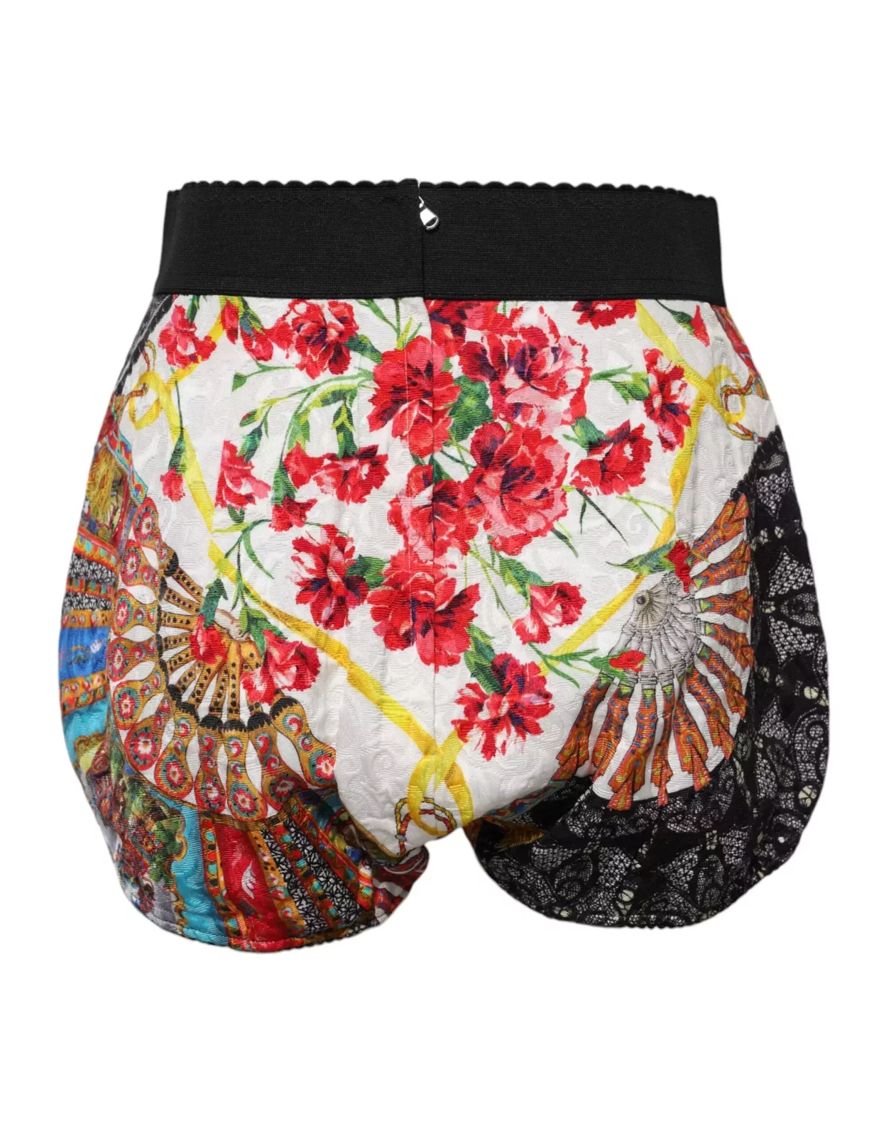 Floral High Waist Silk Hot Pants Shorts - Multicolor / IT42|M