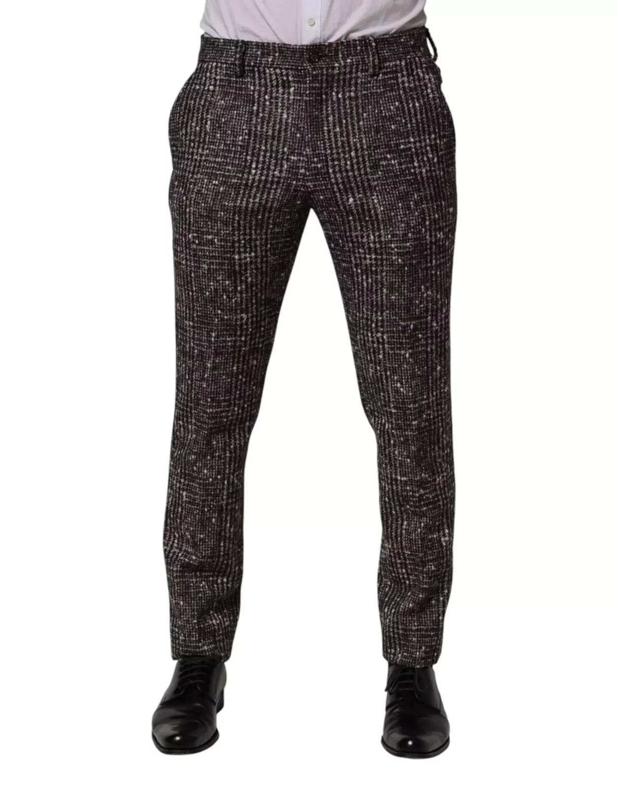 Wool Plaid Skinny Dress Trouser Pants - Brown / IT48 | M