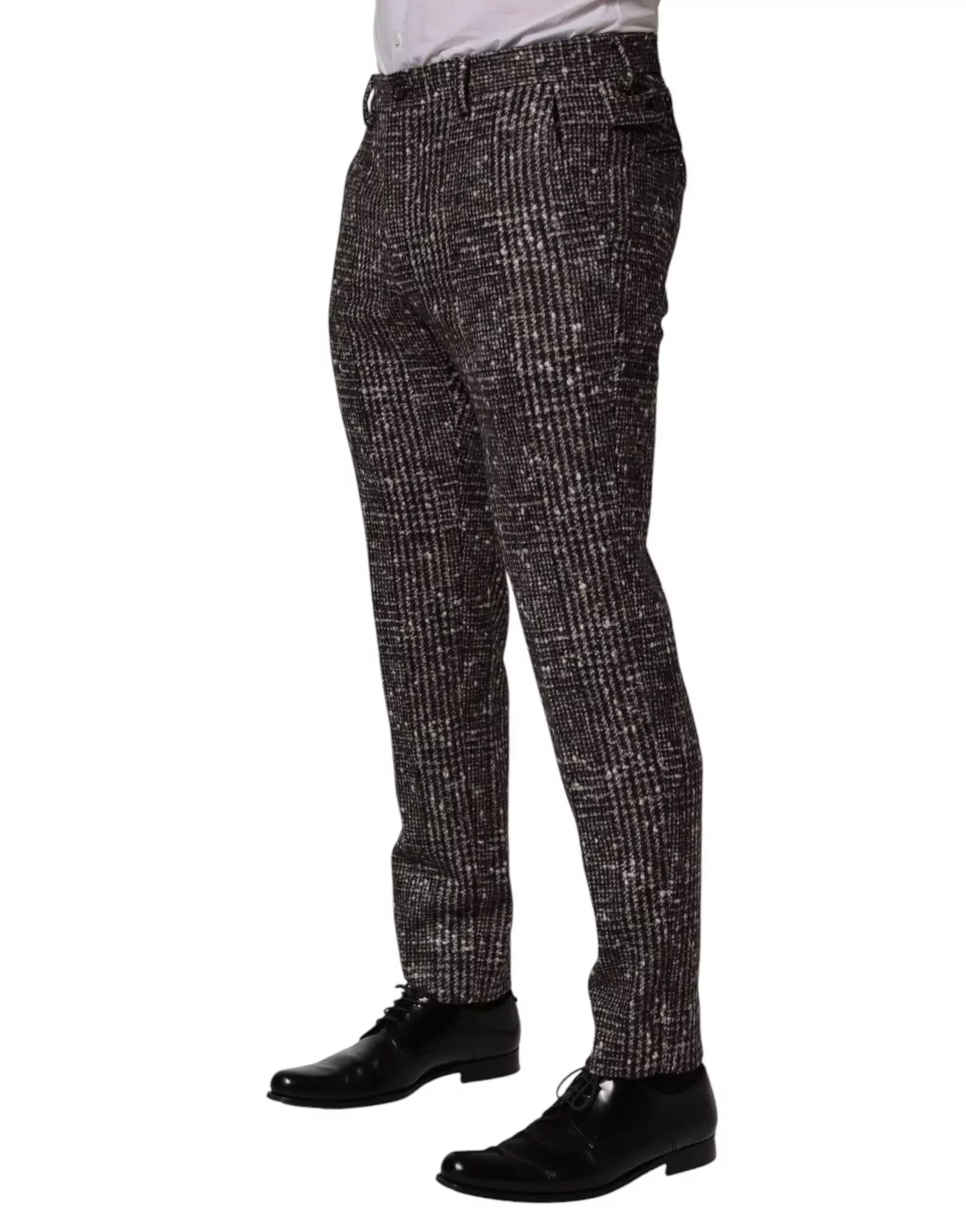 Wool Plaid Skinny Dress Trouser Pants - Brown / IT48 | M