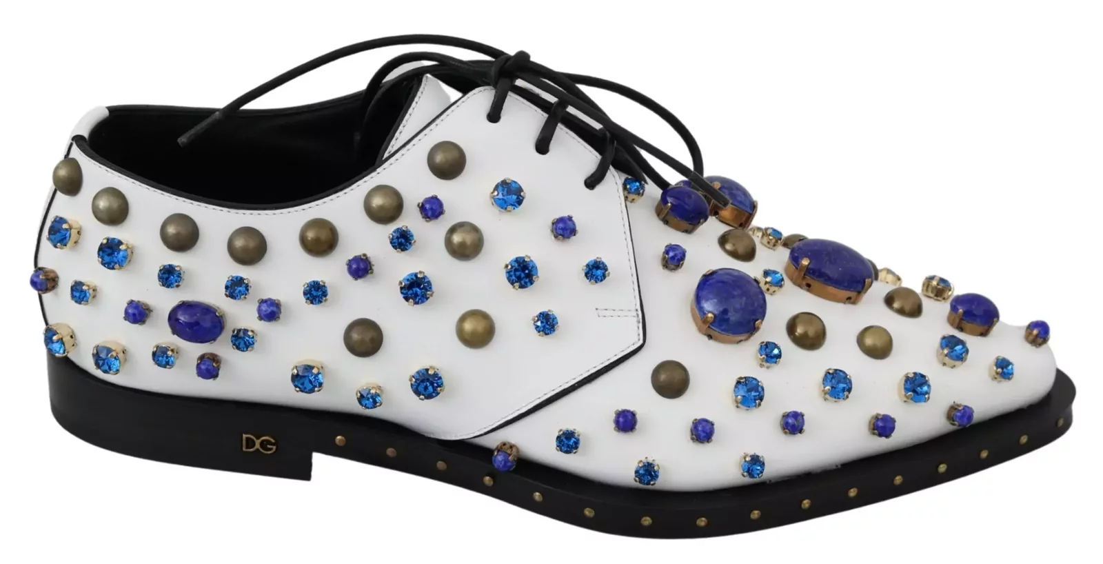 Crystal and Stone Oxford Shoes - White / EU39/US8.5