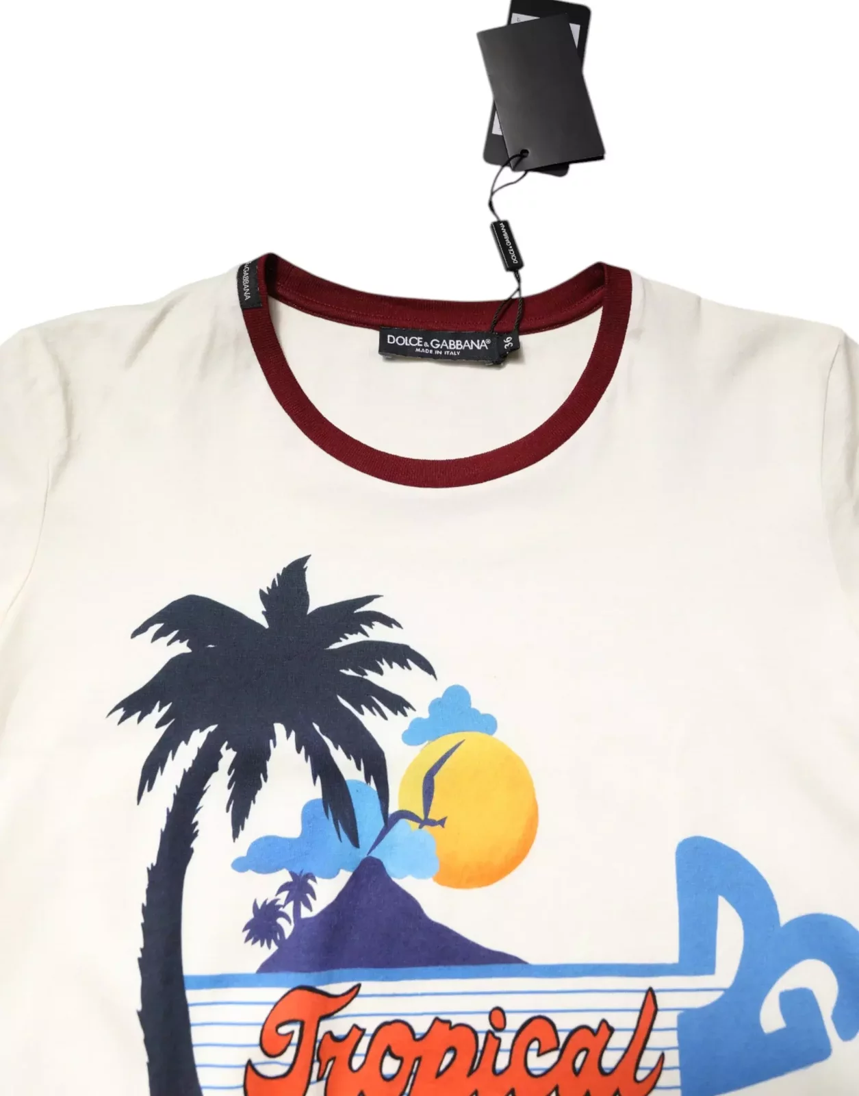 Tropical Print TShirt - White / IT36|XXS