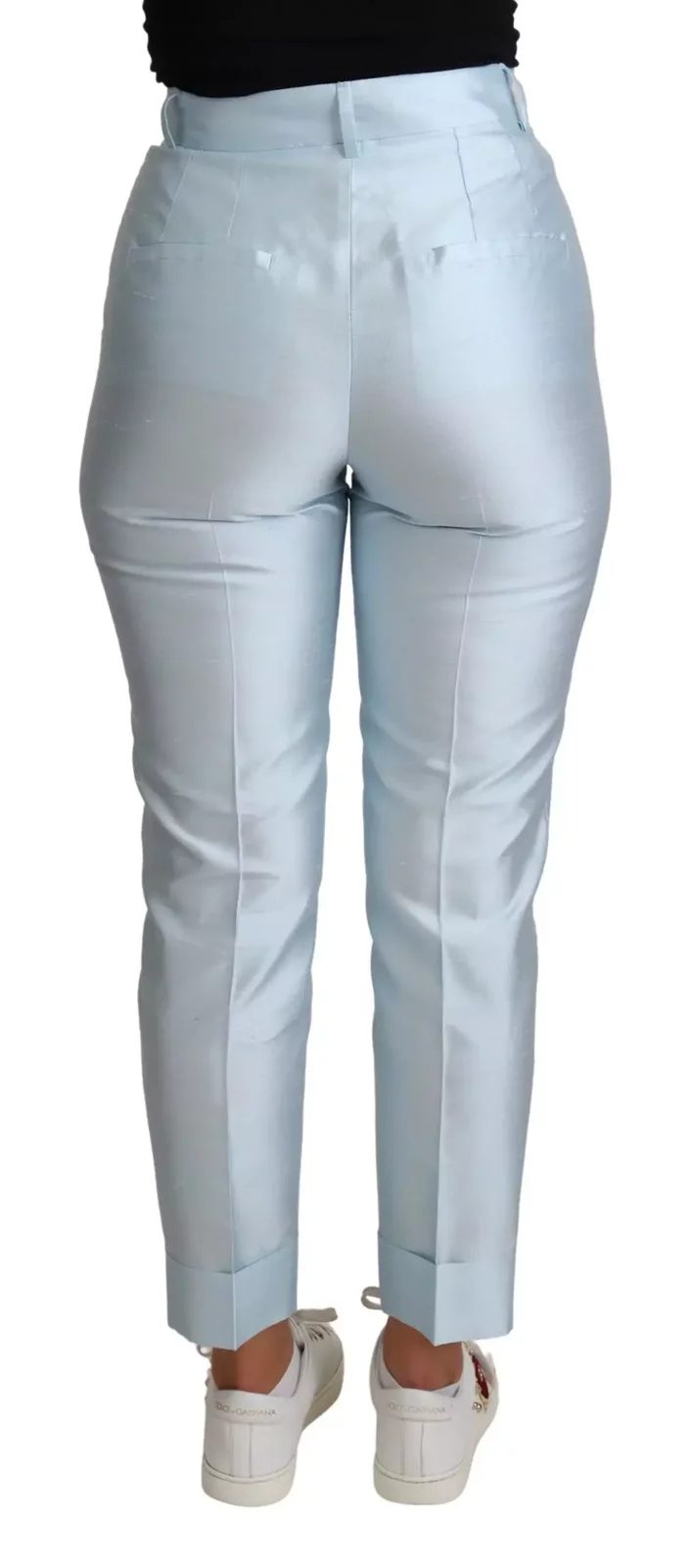 Dolce Gabbana Light Blue Silk Trousers - Light Blue / IT38|XS
