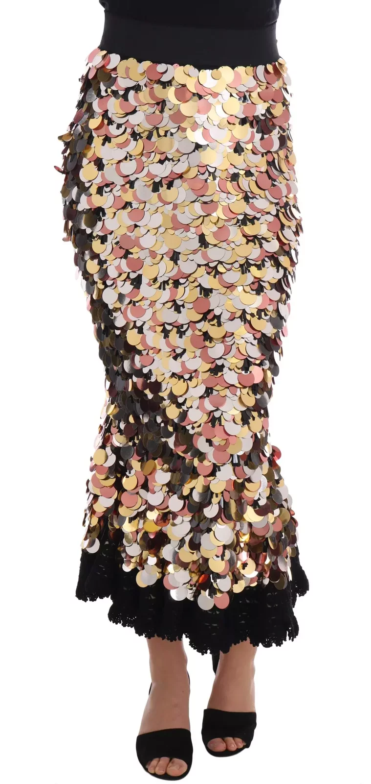 Dolce  Gabbana Sequin Midi Skirt - Black / IT38|XS