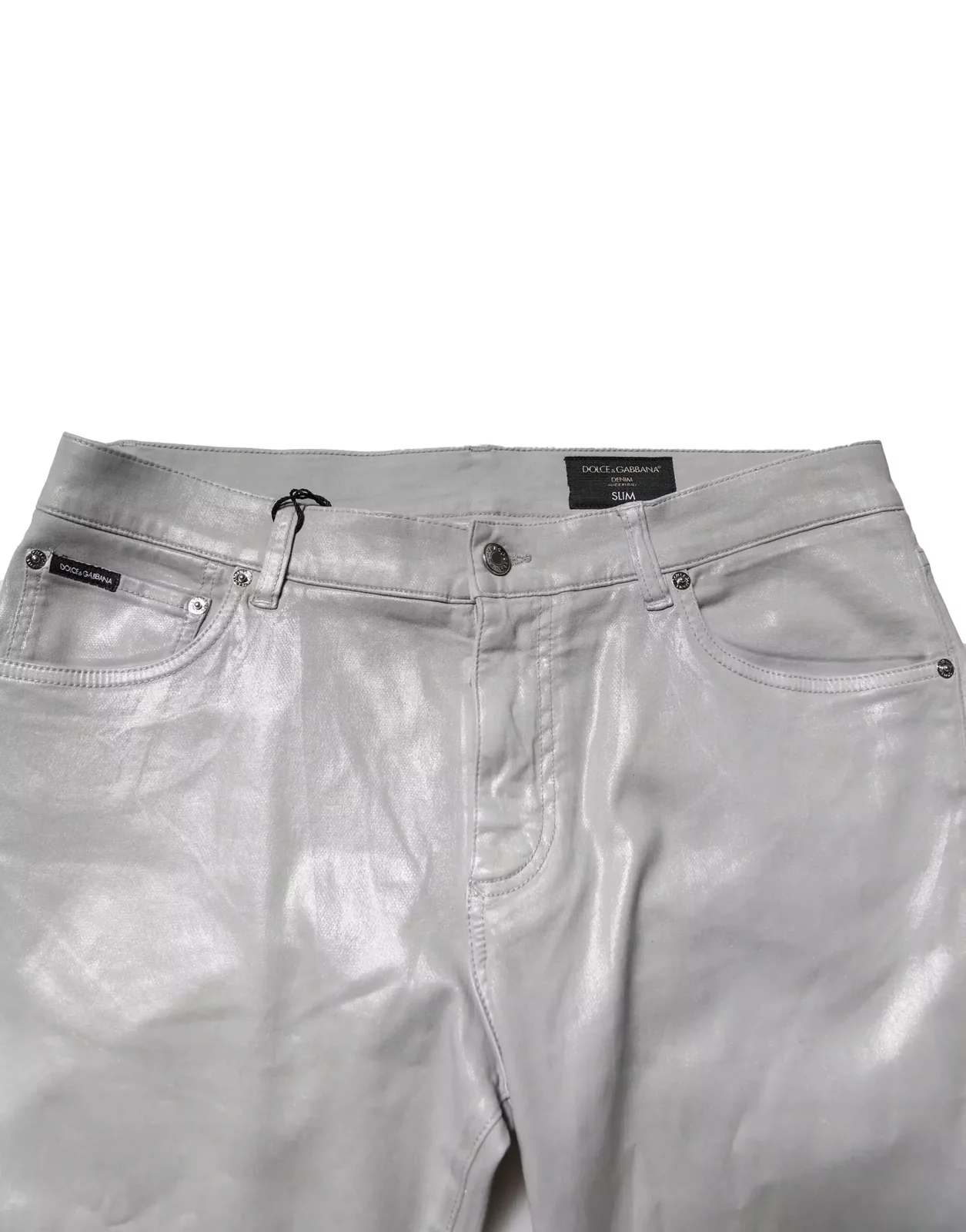 Metallic Trousers Slim Fit - Silver / IT52 | XL
