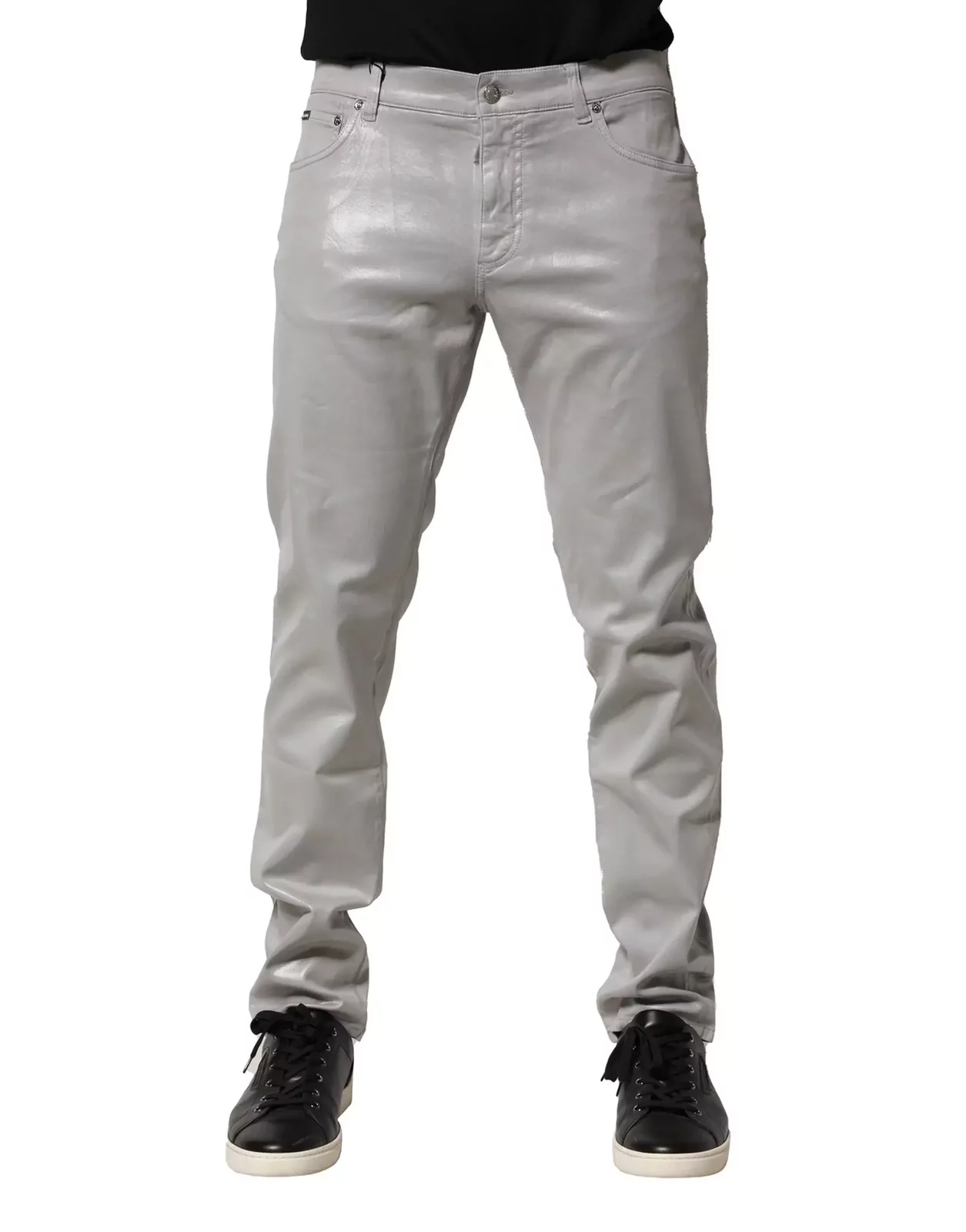 Metallic Trousers Slim Fit - Silver / IT52 | XL