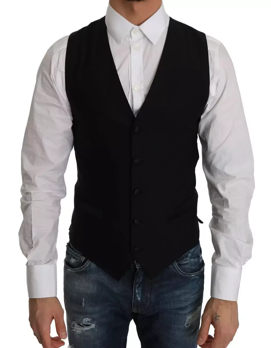 Black Wool Vest Classic Fit - Black / IT44 | XS