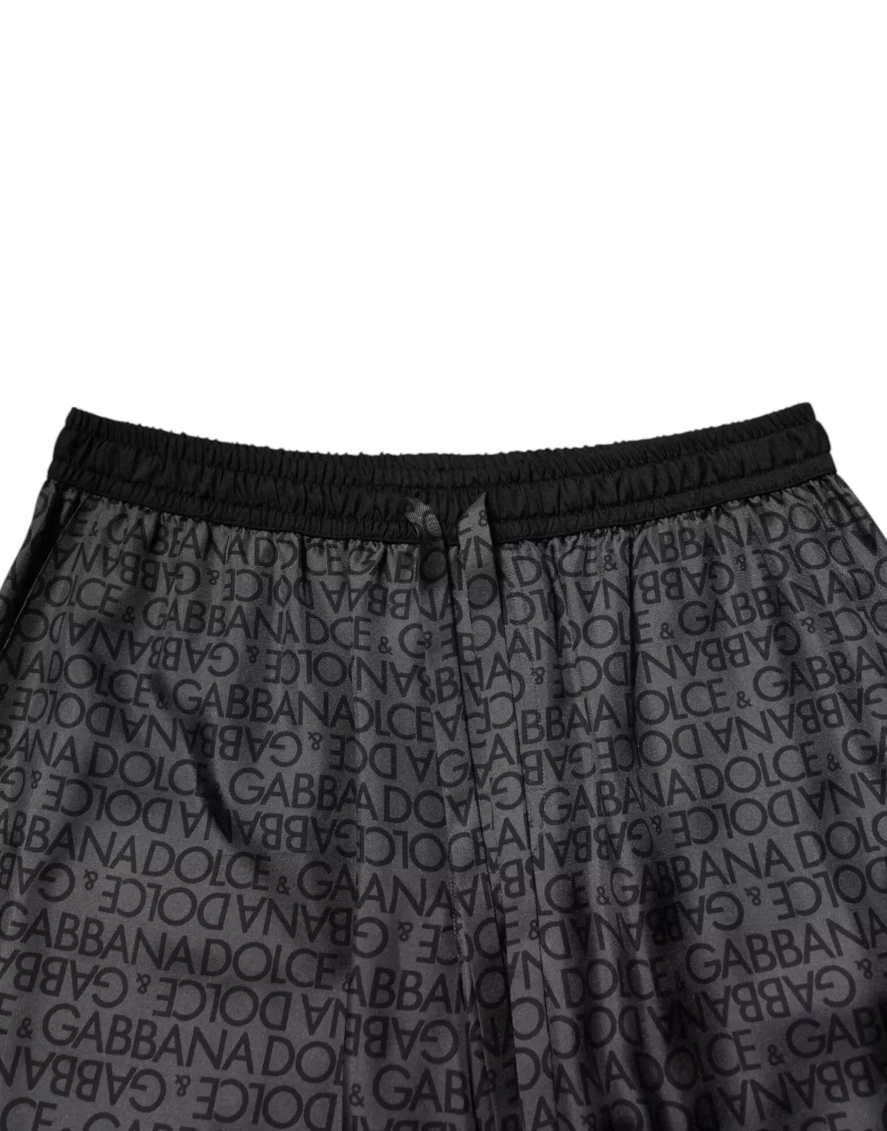 Silk Bermuda Shorts with DG Logo Design - Black and Gray / IT48 | M