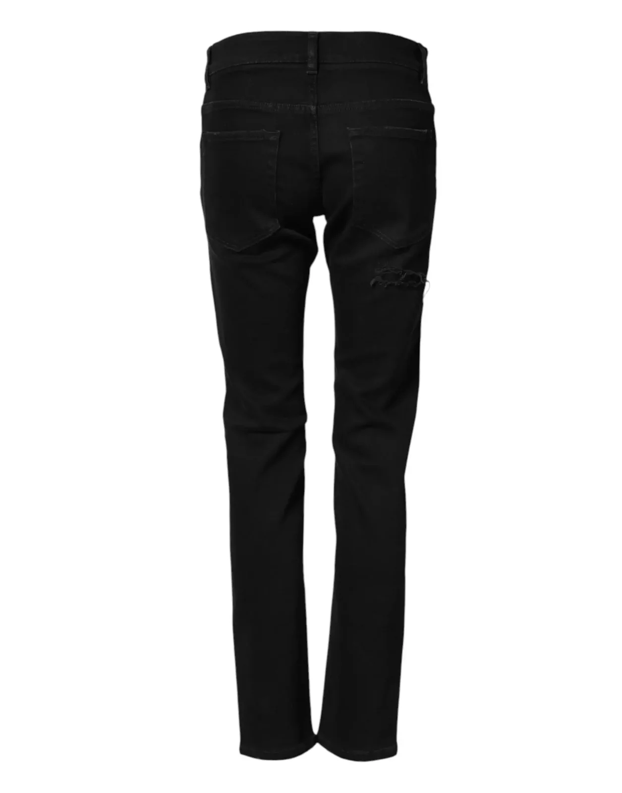 Tattered Skinny Cotton Denim Jeans - Black / IT44 | XS