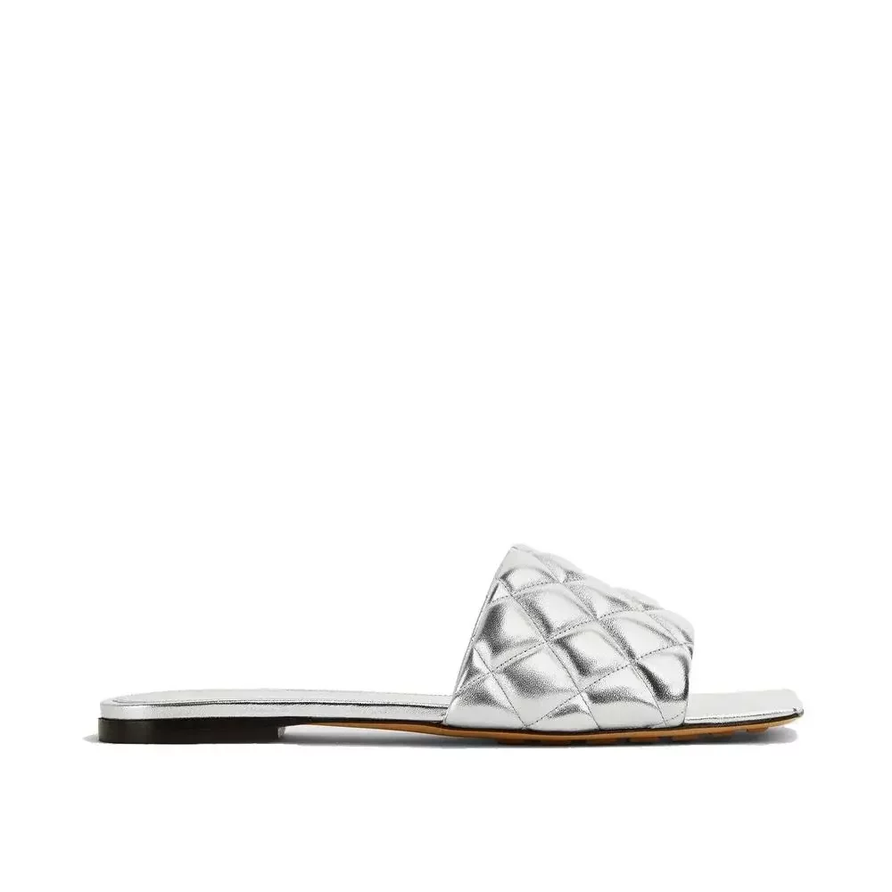 Calfskin Flat Sandals - Silver / EU36/US6