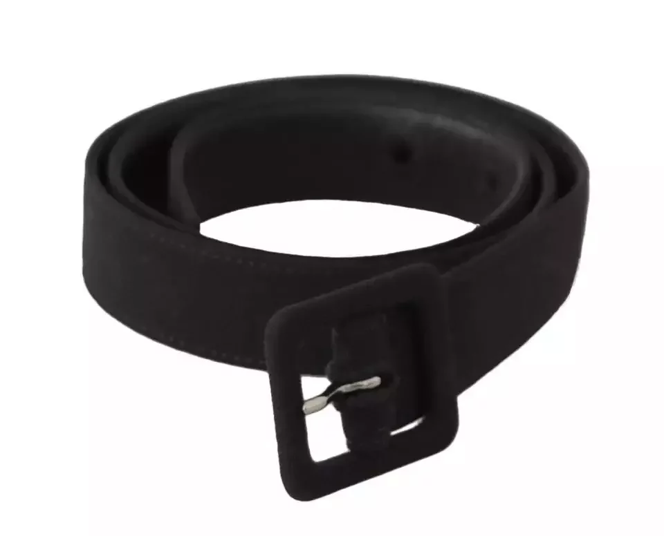 Suede Belt Square Buckle - Black / 65 cm / 26 Inches
