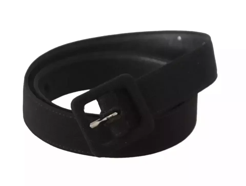 Suede Belt Square Buckle - Black / 65 cm / 26 Inches