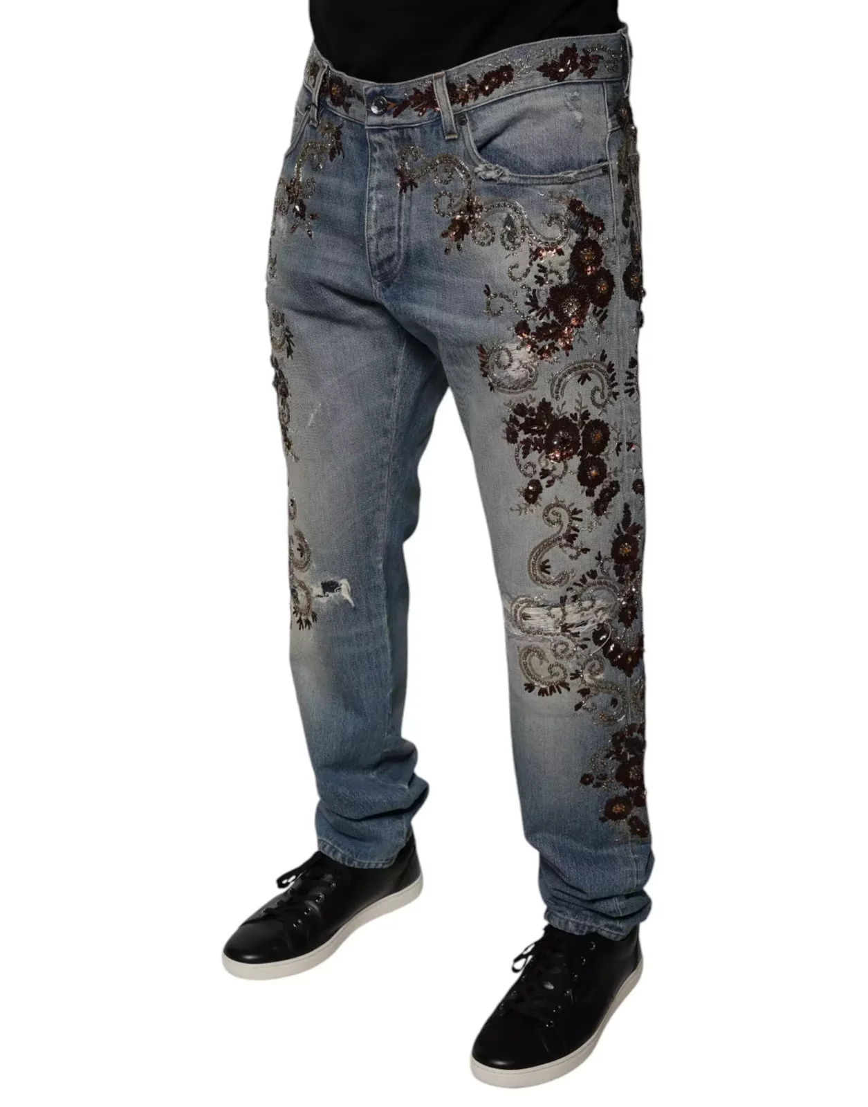 Straight Jeans Floral Embroidery - Light Blue / IT52 | XL