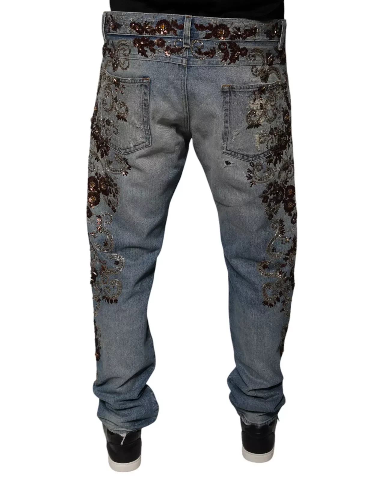 Straight Jeans Floral Embroidery - Light Blue / IT52 | XL