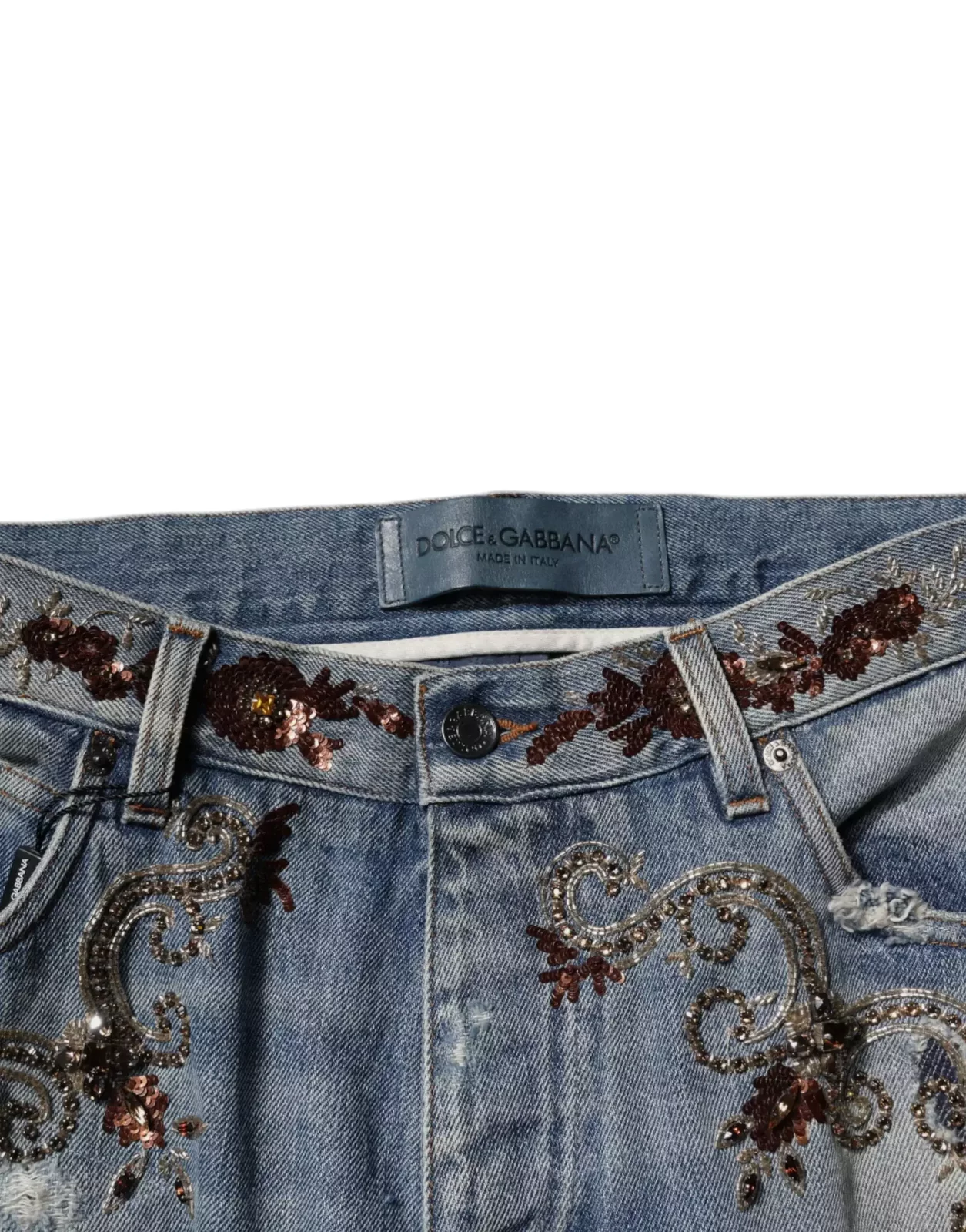 Straight Jeans Floral Embroidery - Light Blue / IT52 | XL