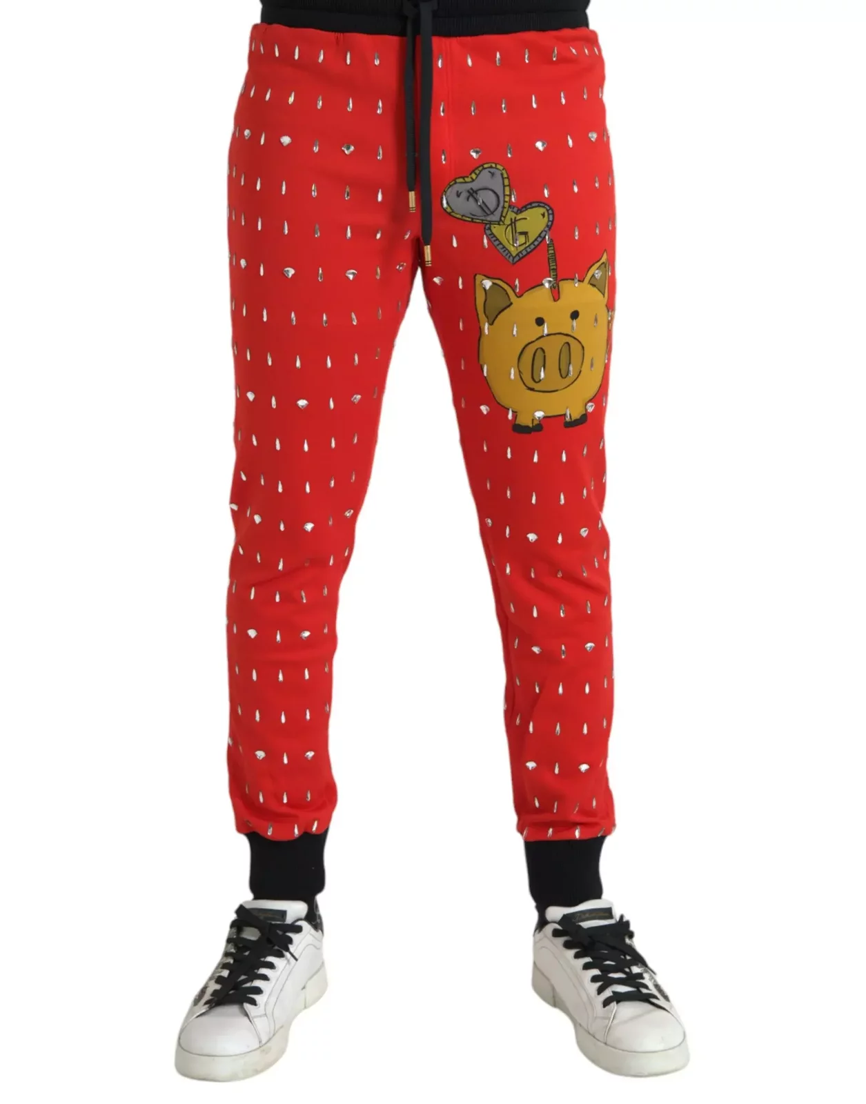 Red Crystal Joggers Piggy Bank Print - Red / IT48 | M