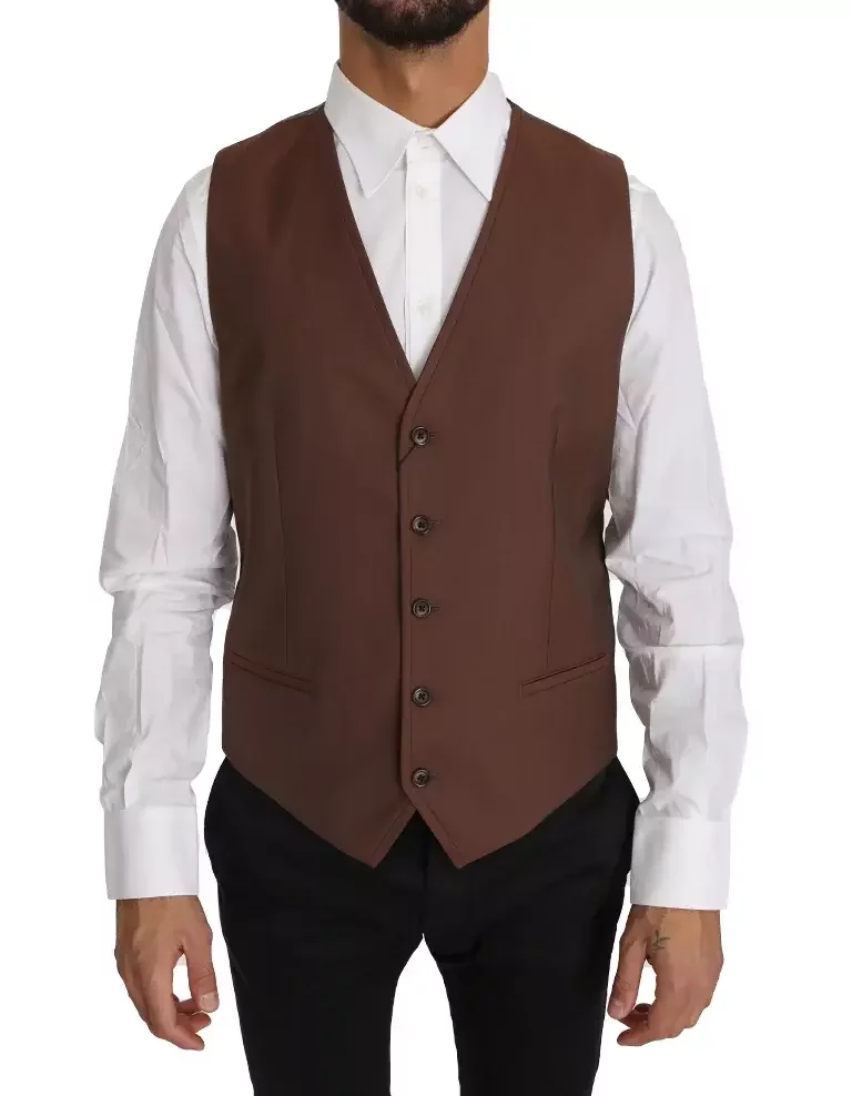 Brown Wool Vest TSH2649 - Brown / IT50 | L