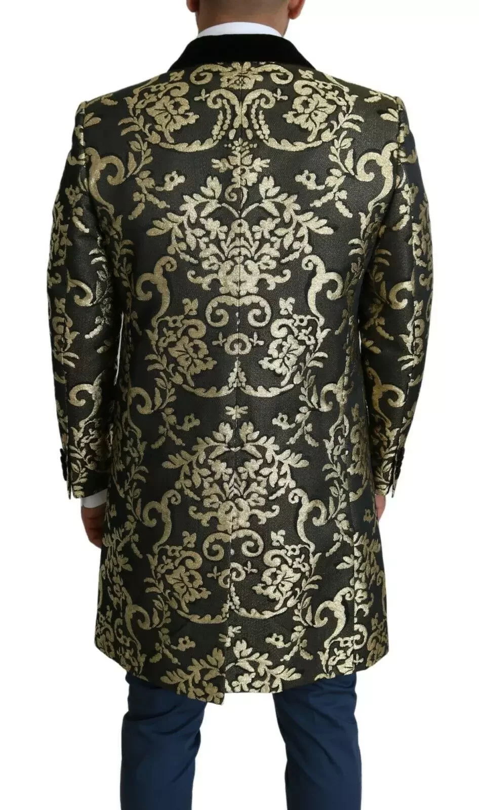 Brocade Double Breasted Coat Gold and Black - Gold Black / IT46 | S
